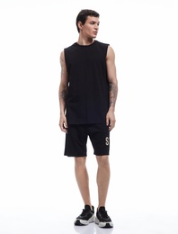 Viskon Karışımlı Beli Bağcıklı Baskılı Bermuda Oversize Spor Şort