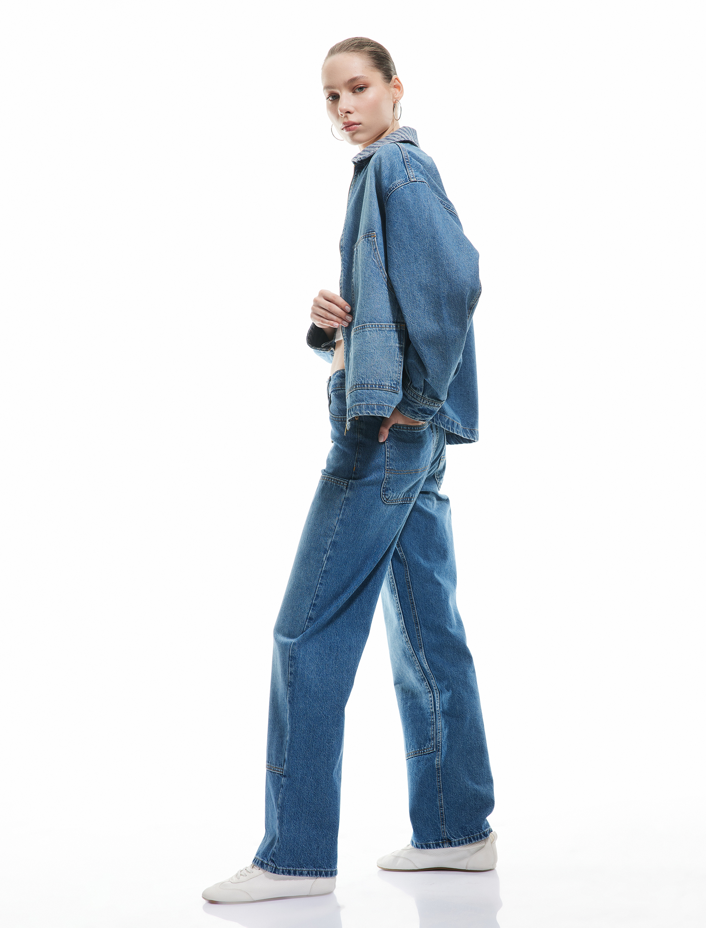  Pamuklu Düz Kesim Düz Paça Jean Pantolon - Carpenter Jean