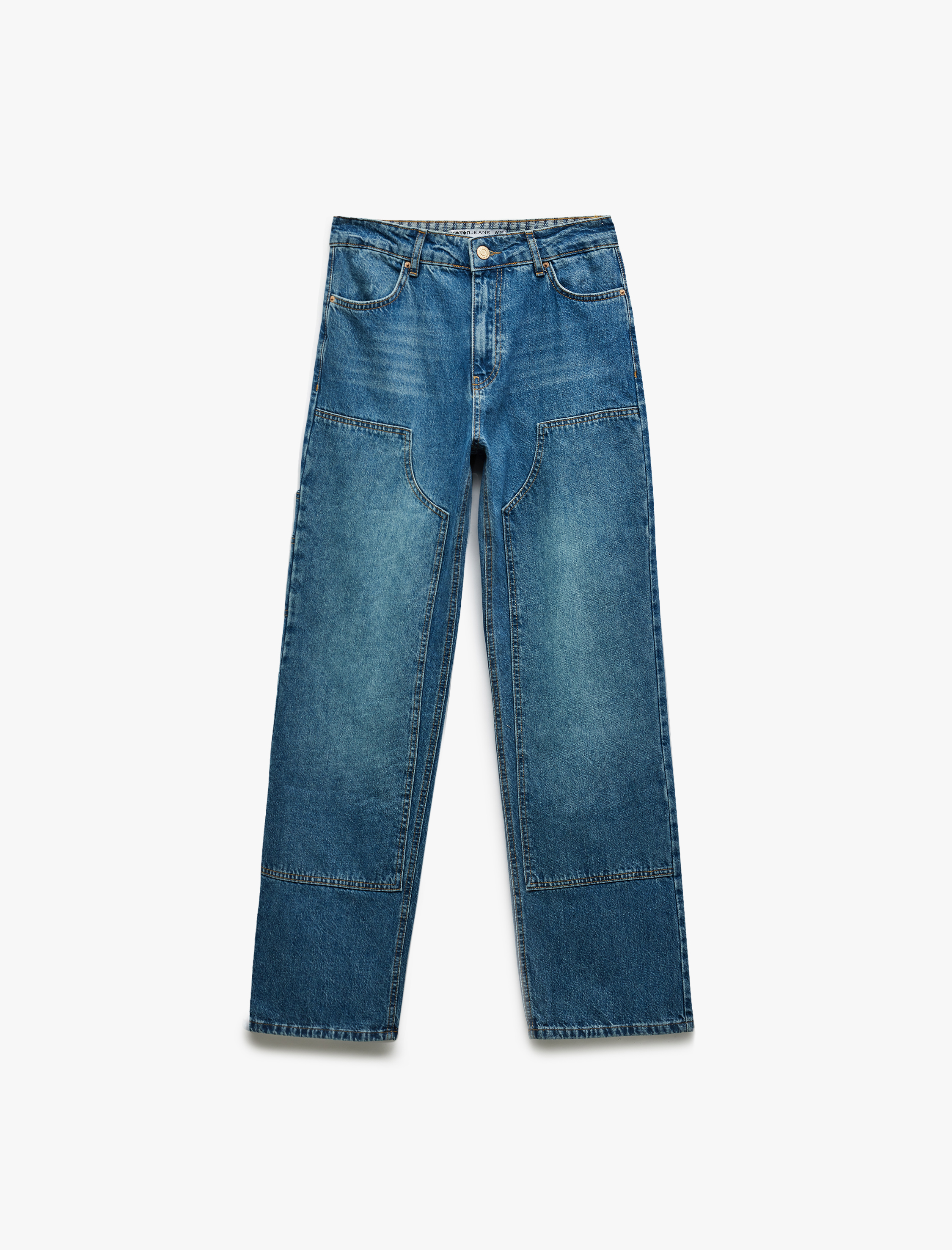   Pamuklu Düz Kesim Düz Paça Jean Pantolon - Carpenter Jean