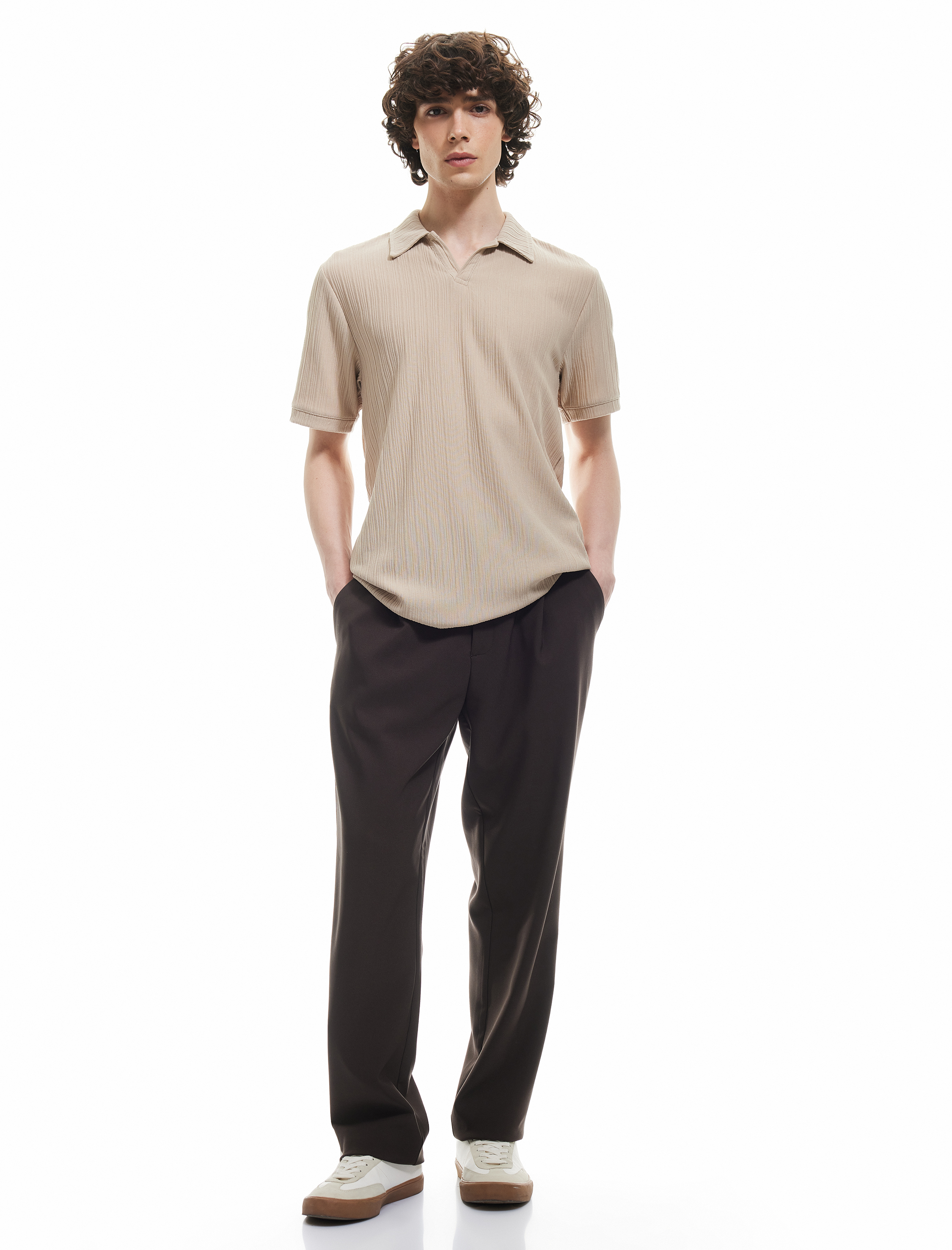   Dokulu Regular Fit Basic Kısa Kollu Polo Yaka Tişört