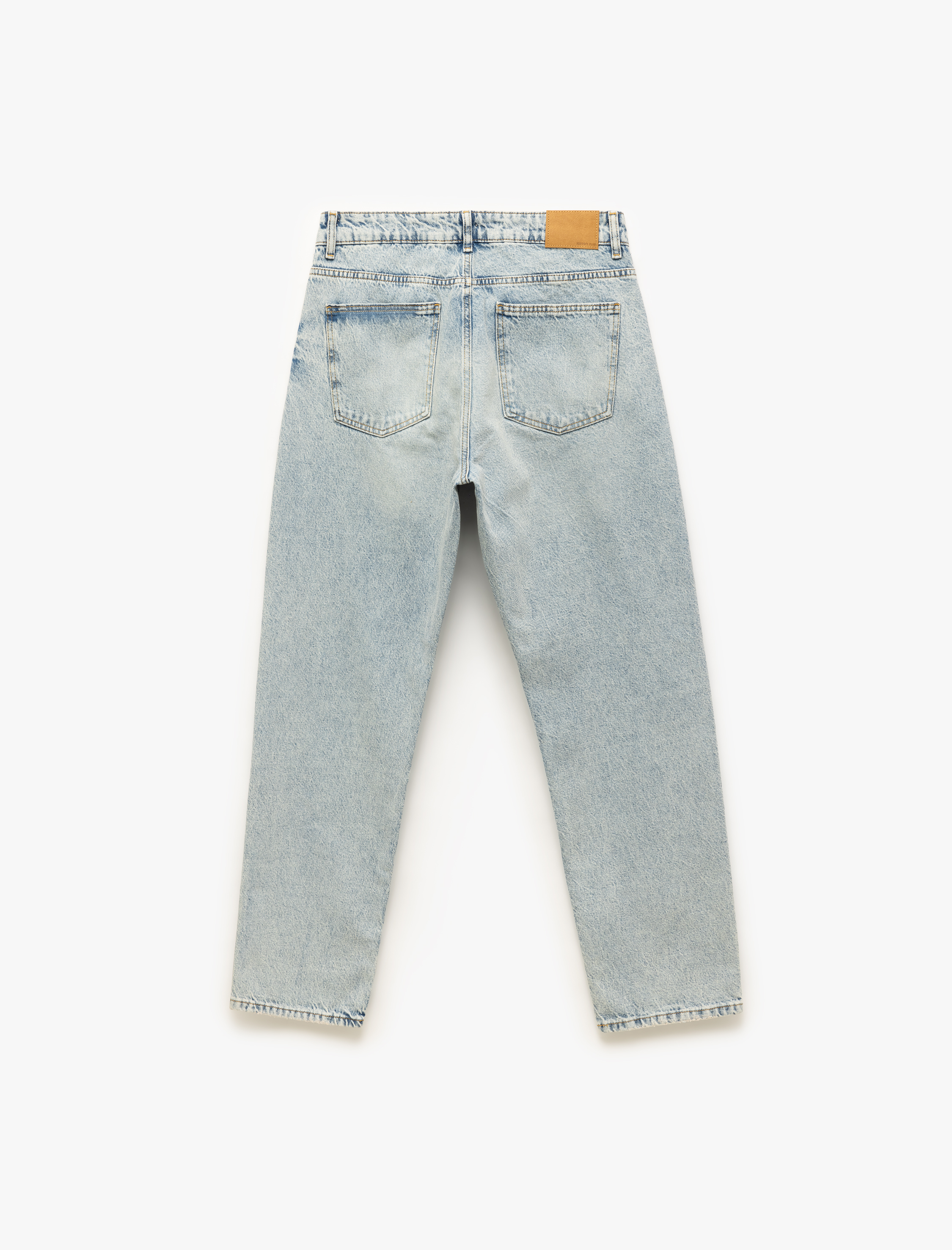   Normal Bel Cep Detaylı Pamuklu Vintage Straight Fit Jean Pantolon