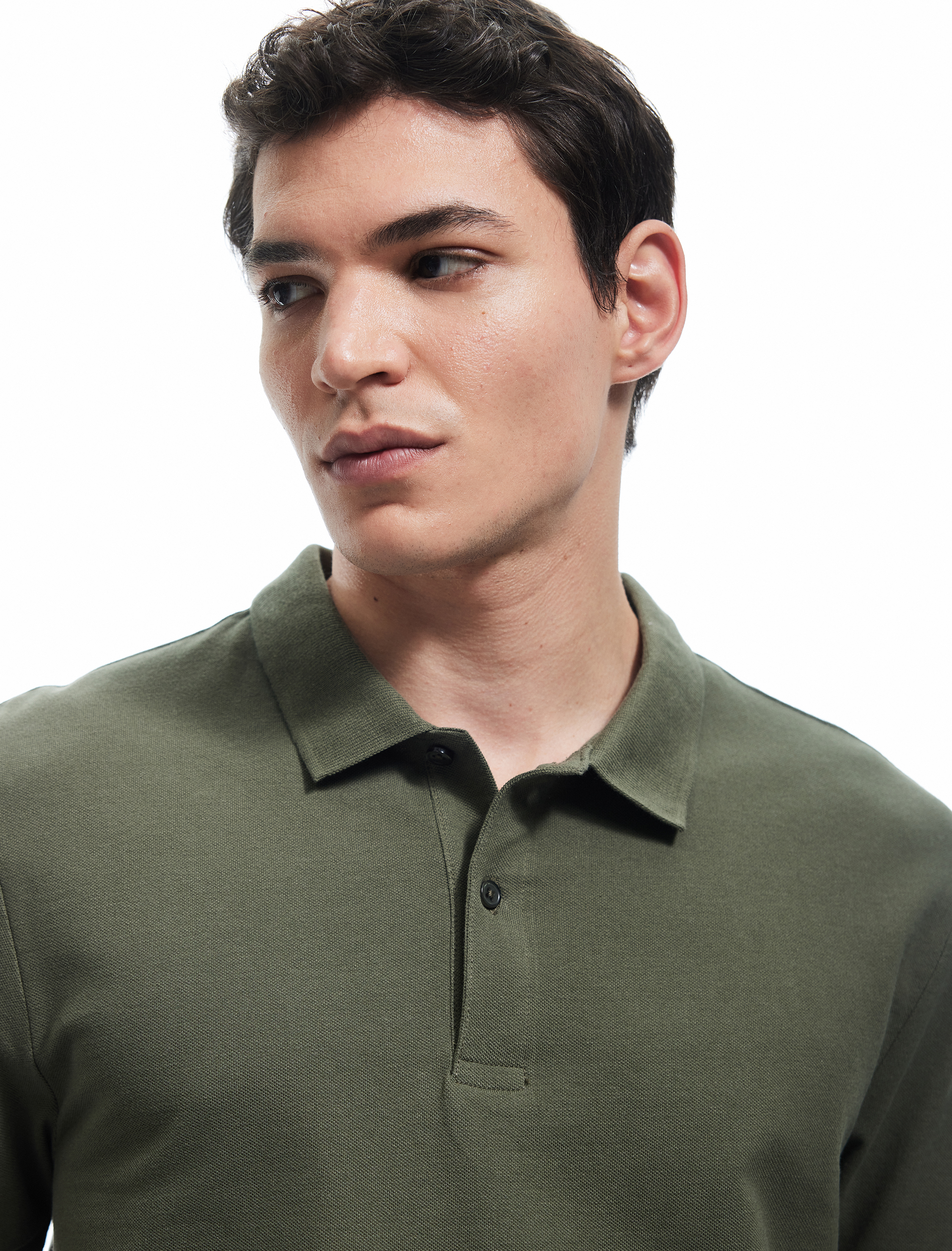   Kısa Kollu Pamuklu Pike Kumaş Polo Yaka Slim Fit Tişört