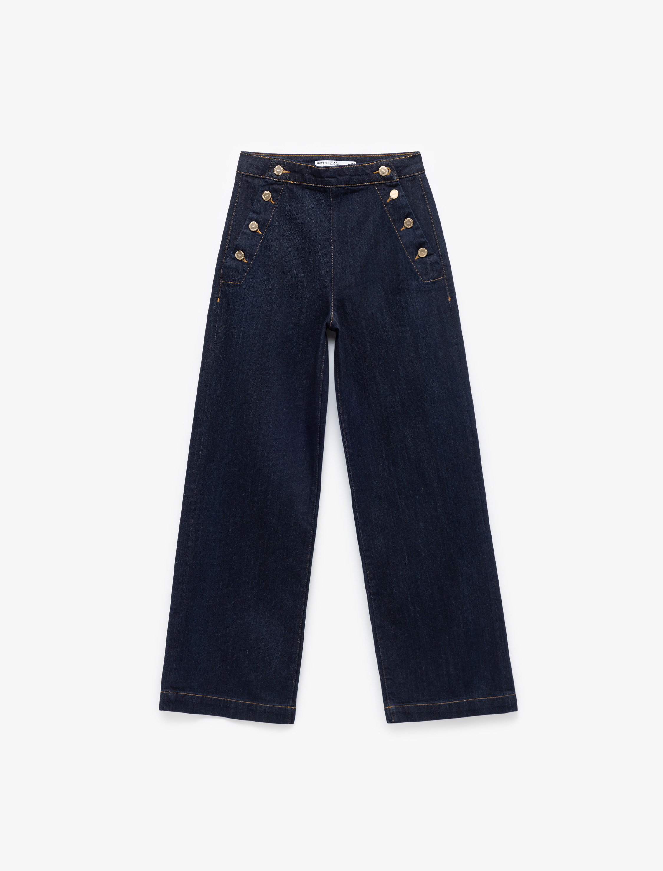   Koton X Sima Tarkan - Düğme Detaylı Standart Bel Geniş Paça Jean Pantolon -  Wide Leg Jeans