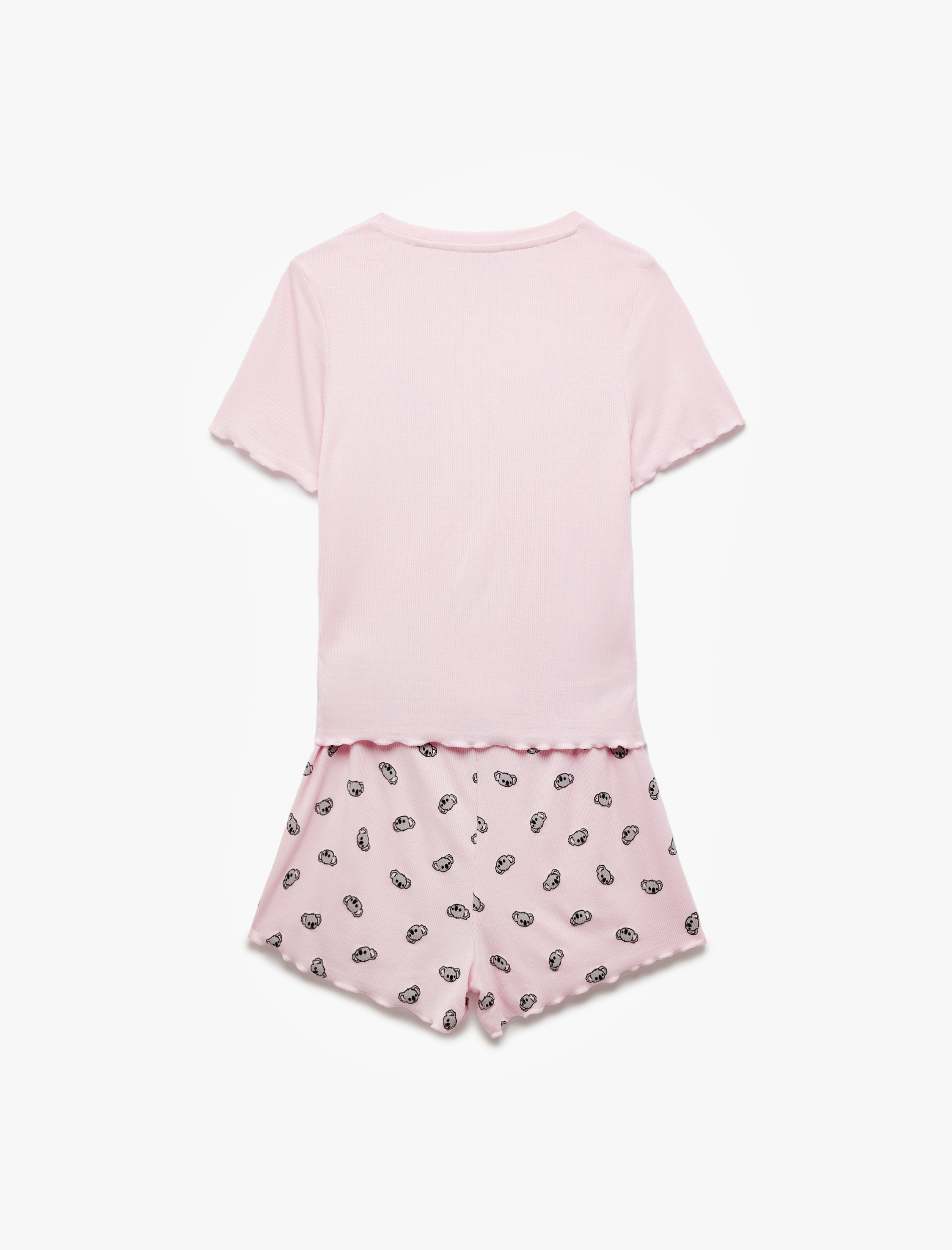   Viskon Bisiklet Yaka Koala Baskılı Şortlu Pijama Takımı