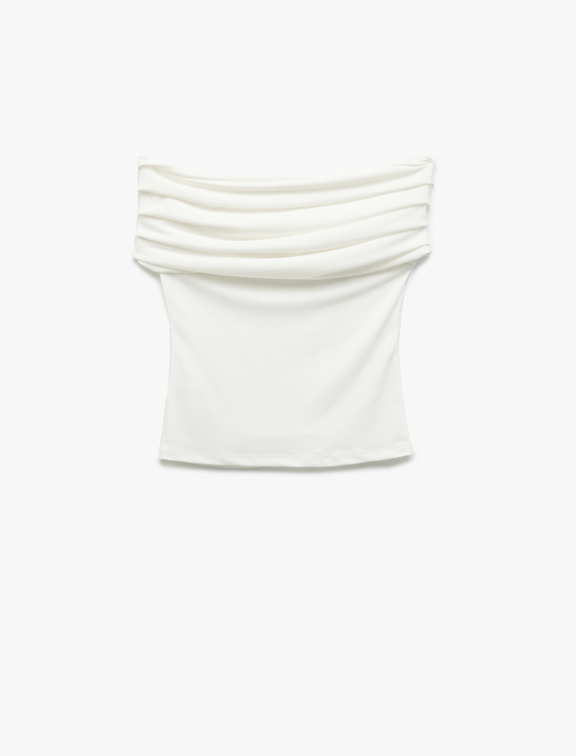   Krep Kumaş Drape Detaylı Straplez Bluz