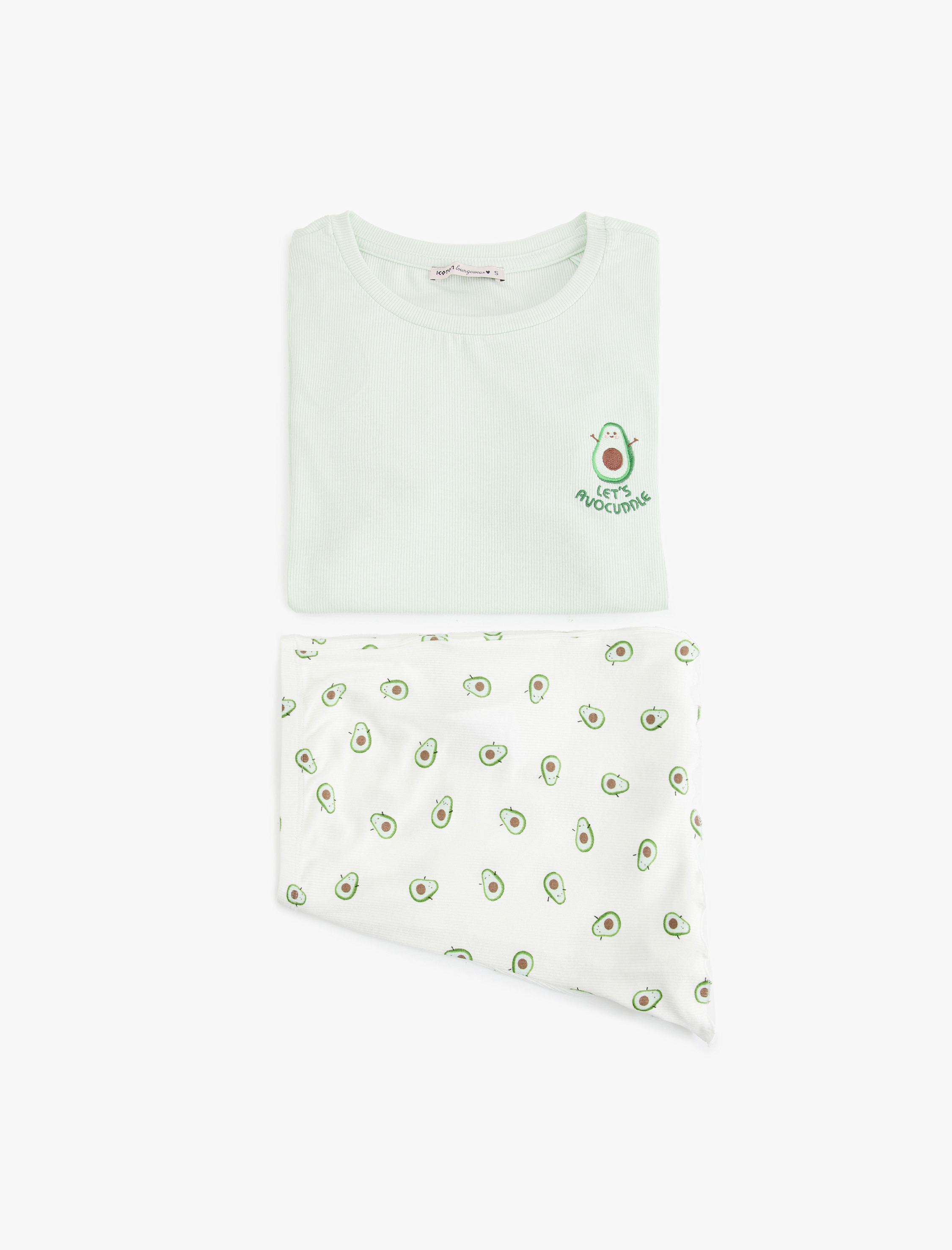   Viskon Avokado Baskılı Şortlu Pijama Takımı