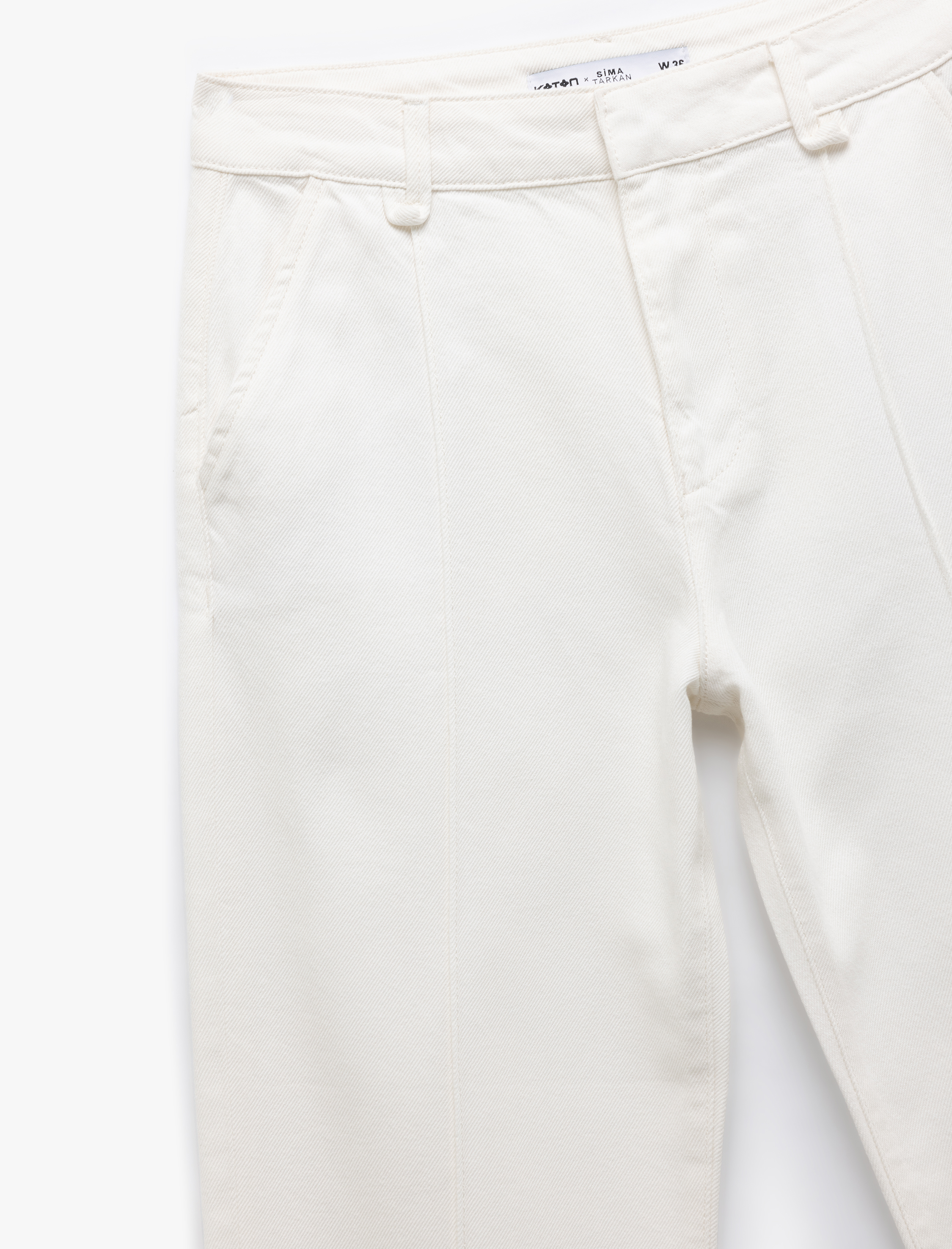   Nervürlü Yüksek Bel Düz Katlı Paça Denim Pantolon - Straight Fit Jean