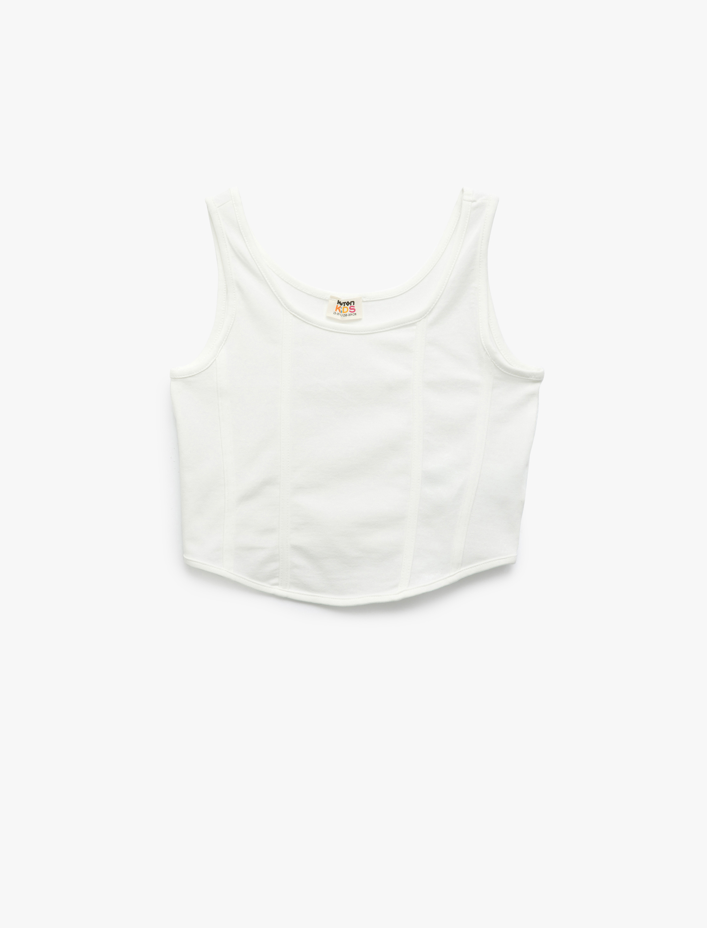  Kız Çocuk Pamuklu Slim Fit U Yaka Kalın Askılı Basic Crop Atlet