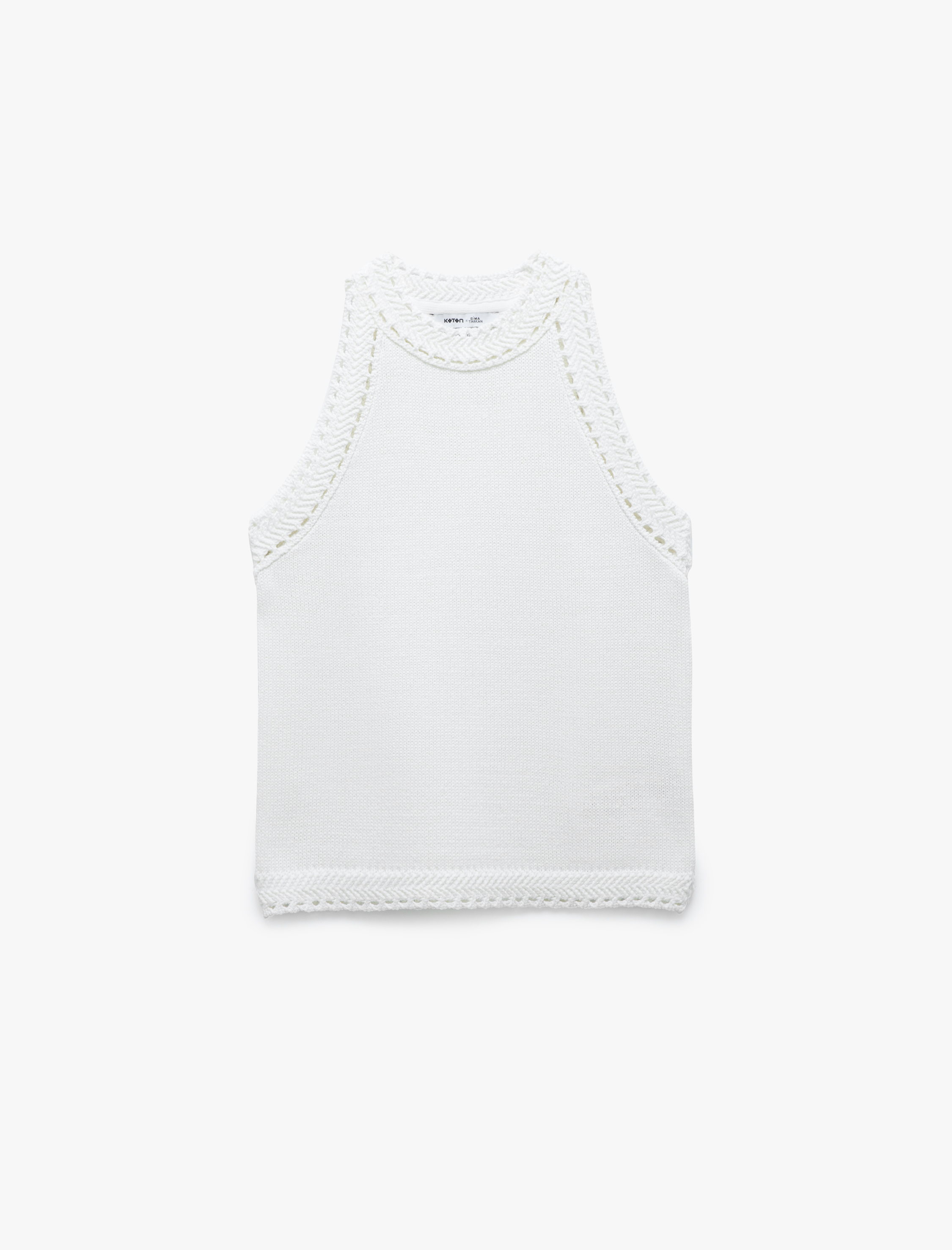   Regular Fit Kolsuz Ajurlu Halter Yaka Kroşe Tişört