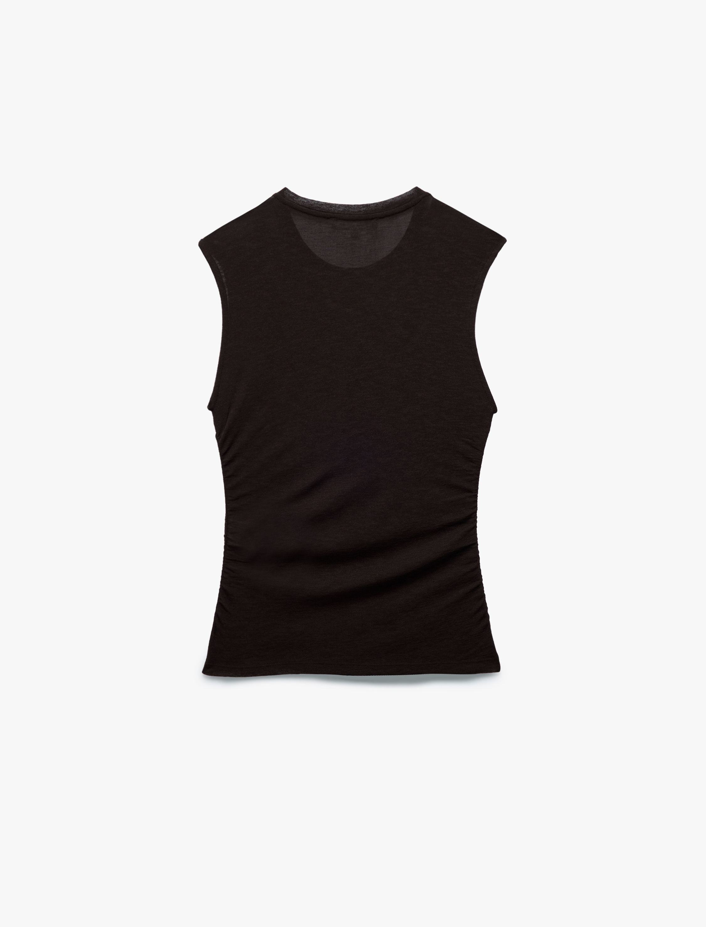   Slim Fit Drapeli Bisiklet Yaka Kolsuz Bluz
