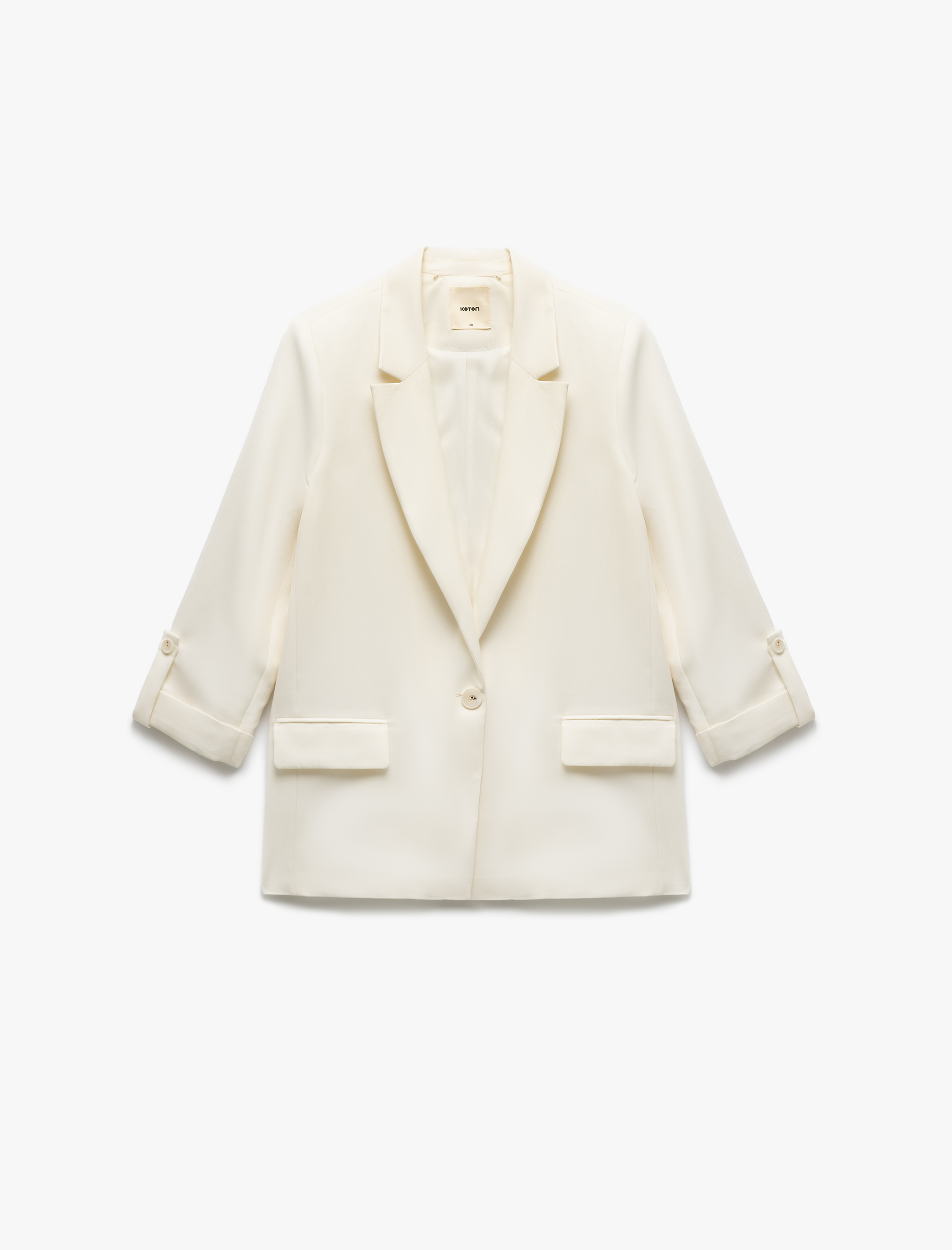   Modal Kumaş Karışımlı Uzun Kollu Cep Detaylı Kruvaze Blazer Ceket