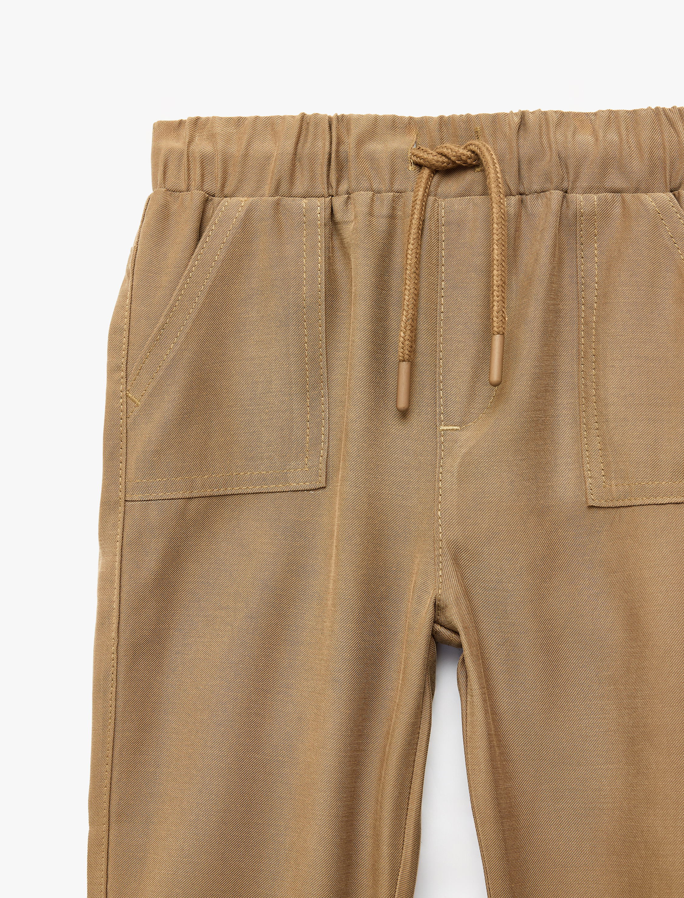  Erkek Bebek Cep Detaylı Beli Bağcıklı Jogger Pantolon