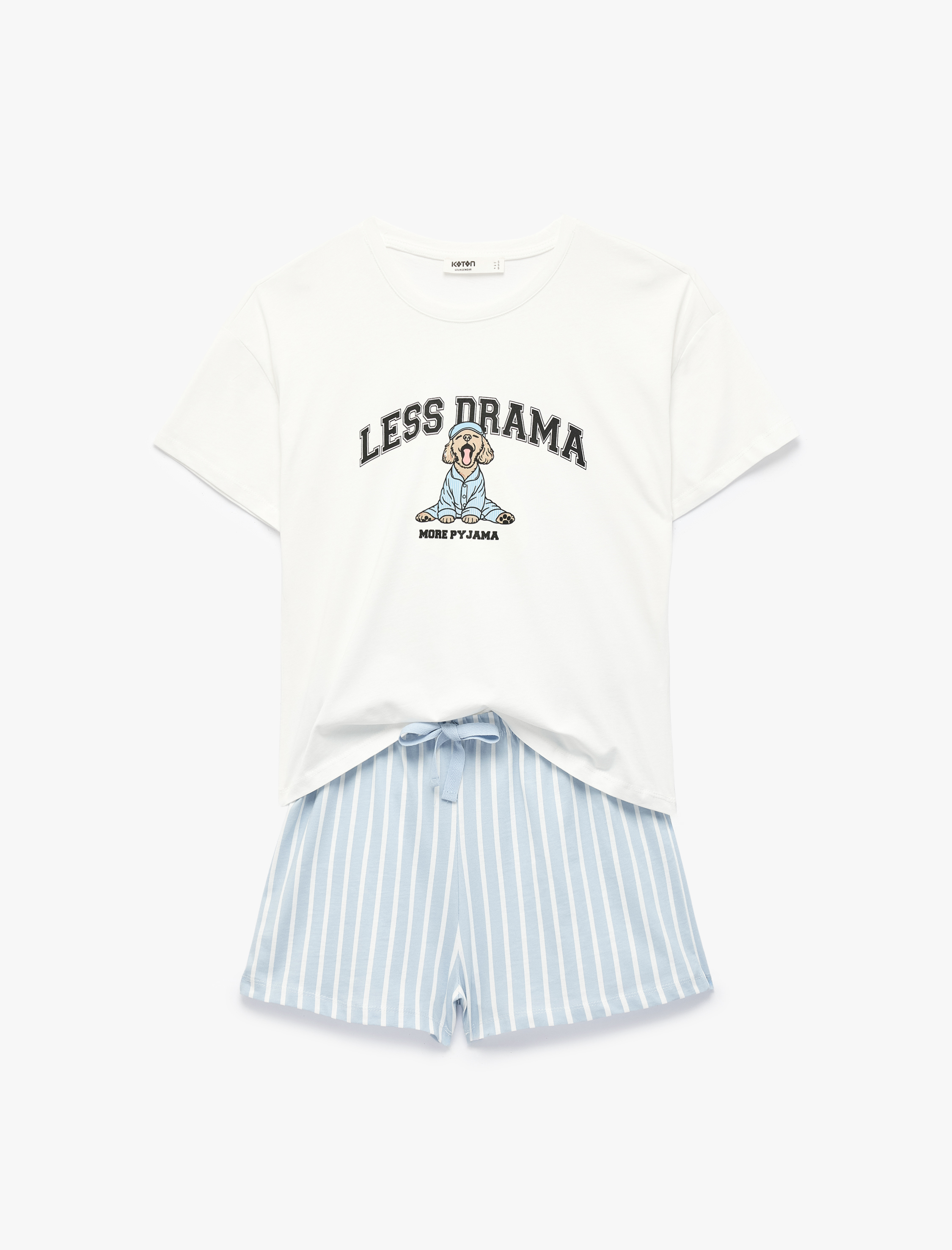   Pamuklu Kısa Kollu Baskılı Şortlu Pijama Takımı