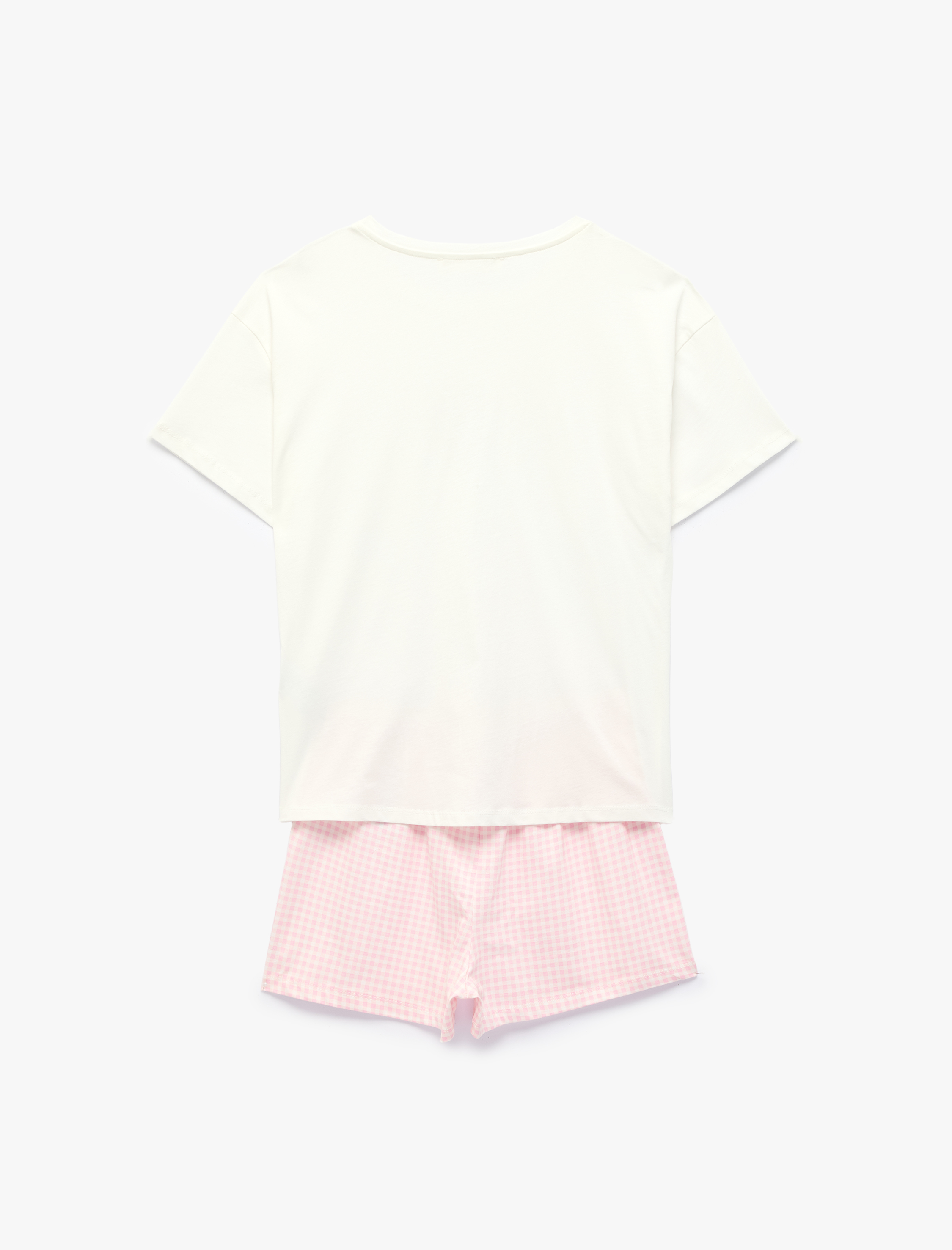   Pamuklu Bisiklet Yaka Kısa Kollu Şortlu Pijama Takımı