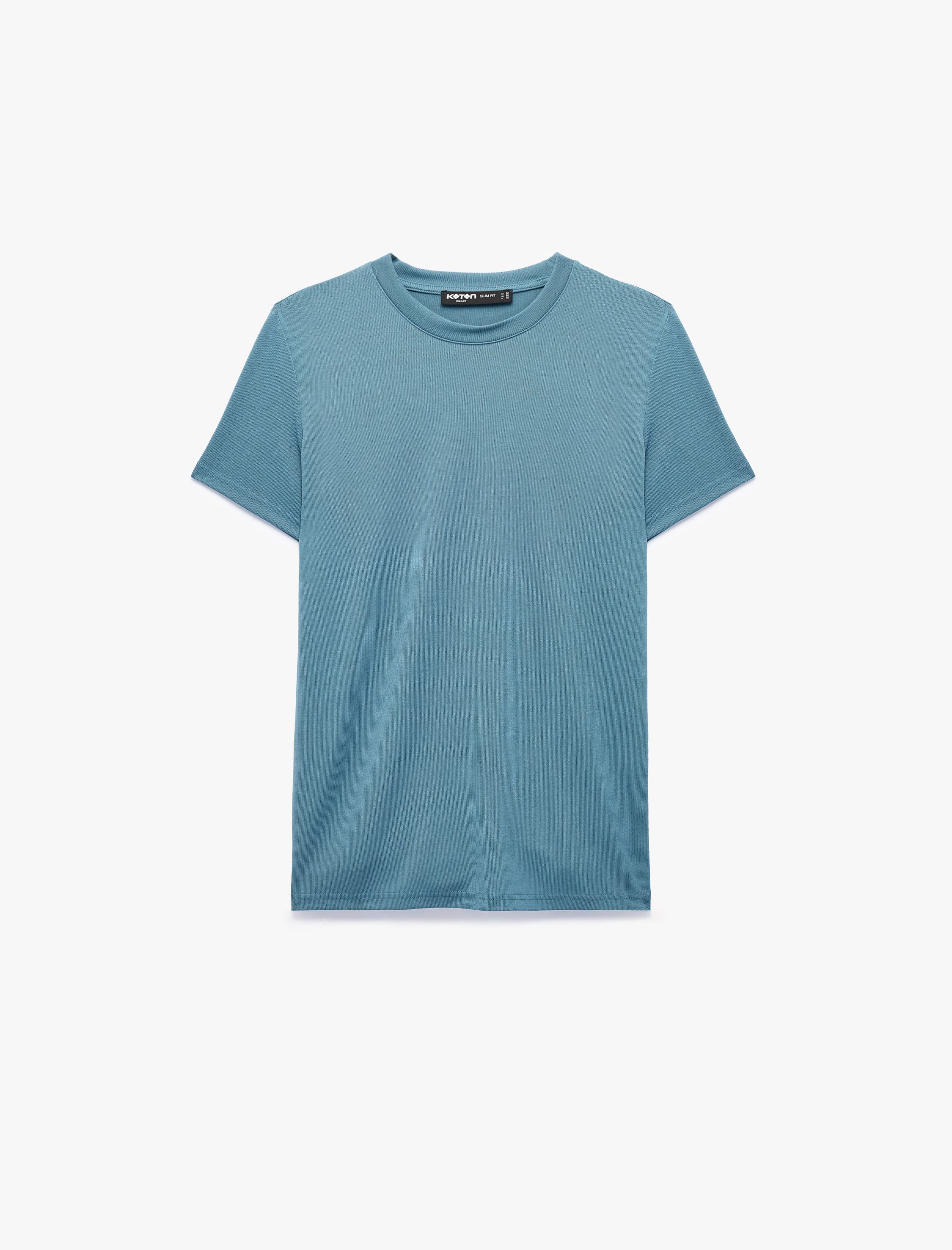   Bisiklet Yaka Viskon Karışımlı Kısa Kollu Basic Slim Fit Tişört
