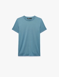 Bisiklet Yaka Viskon Karışımlı Kısa Kollu Basic Slim Fit Tişört