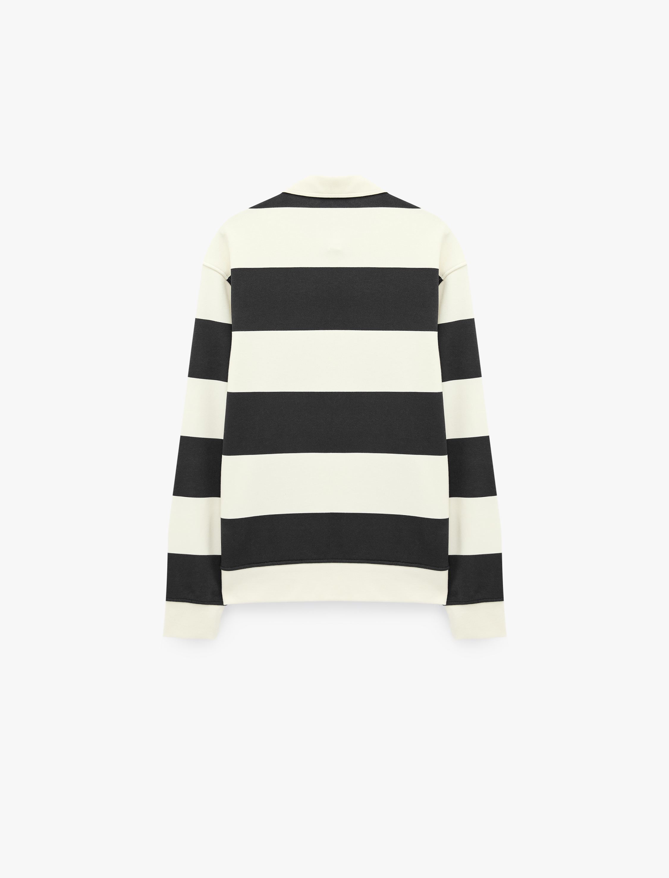   Uzun Kollu Rahat Kalıp Çizgili Düğmeli Polo Yaka Sweatshirt