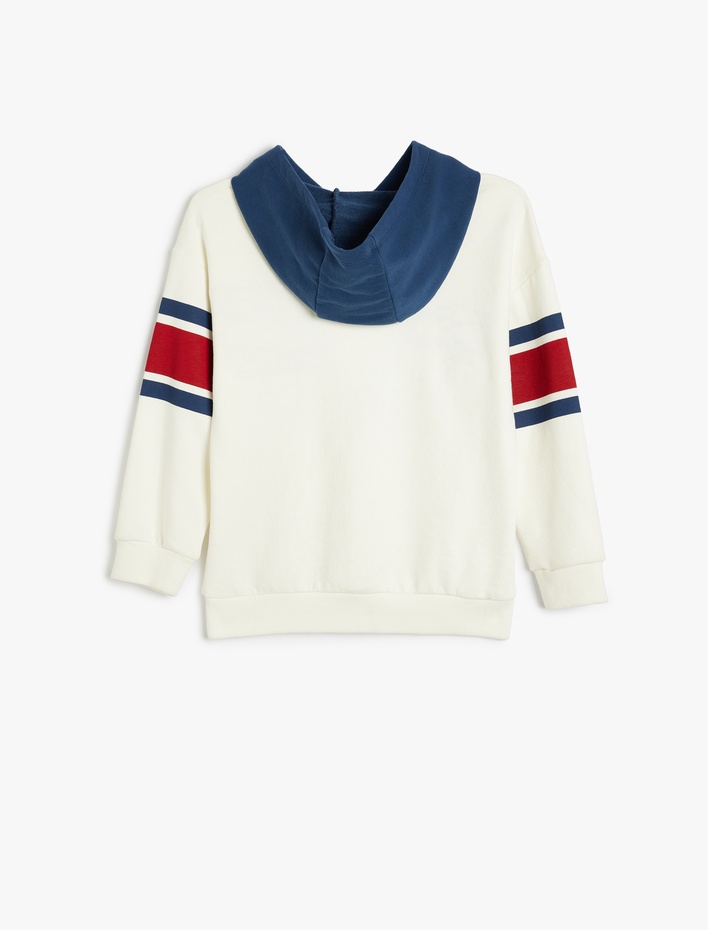 Erkek Çocuk Kapşonlu Sweatshirt Uzun Kollu Kolej Baskılı Pamuklu Şardonlu