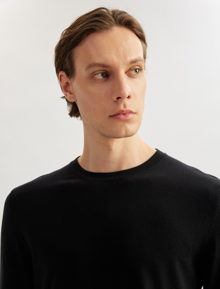 Basic Triko Sweatshirt Bisiklet Yaka Uzun Kollu