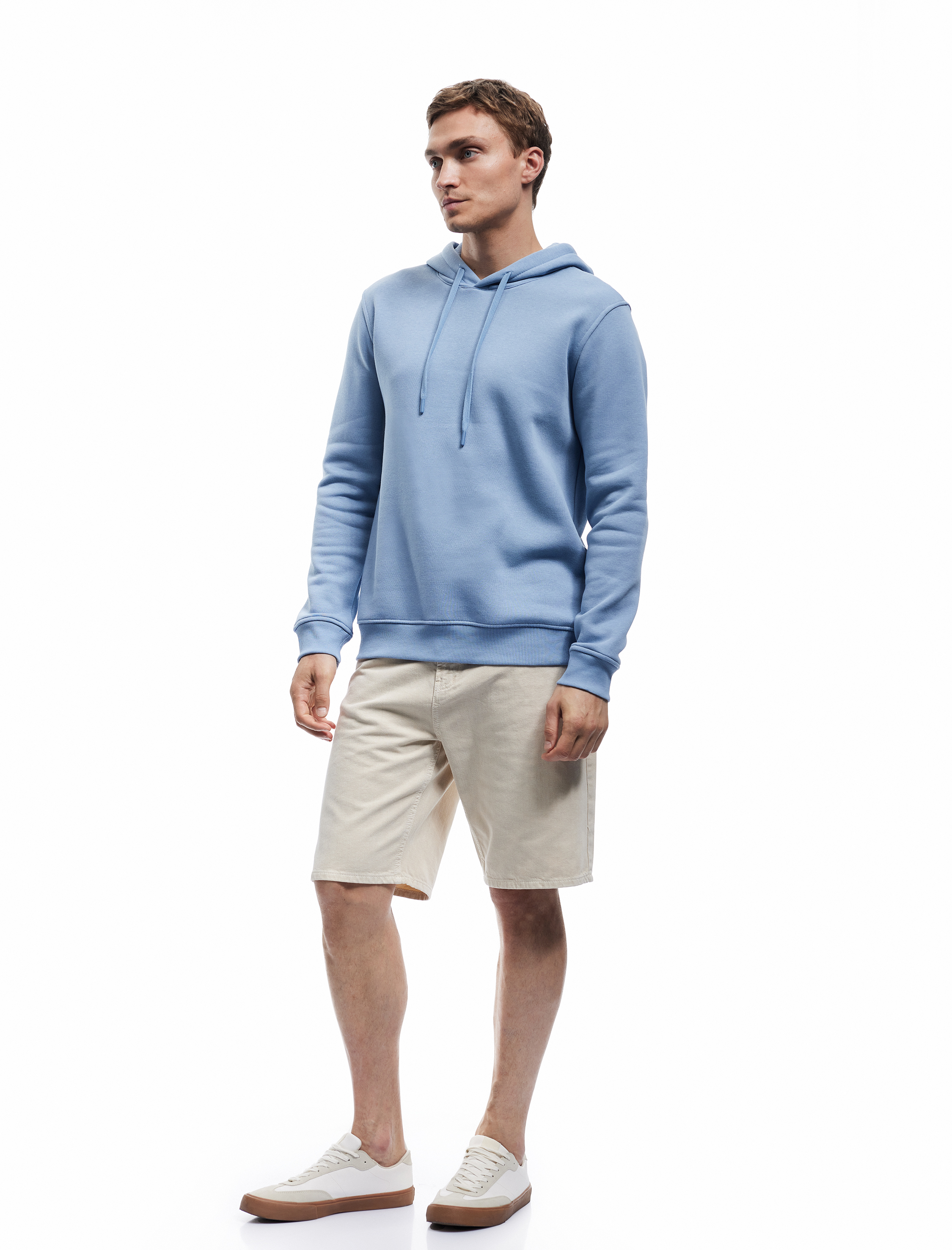   Şardonlu Uzun Kollu Basic Kapşonlu Sweatshirt