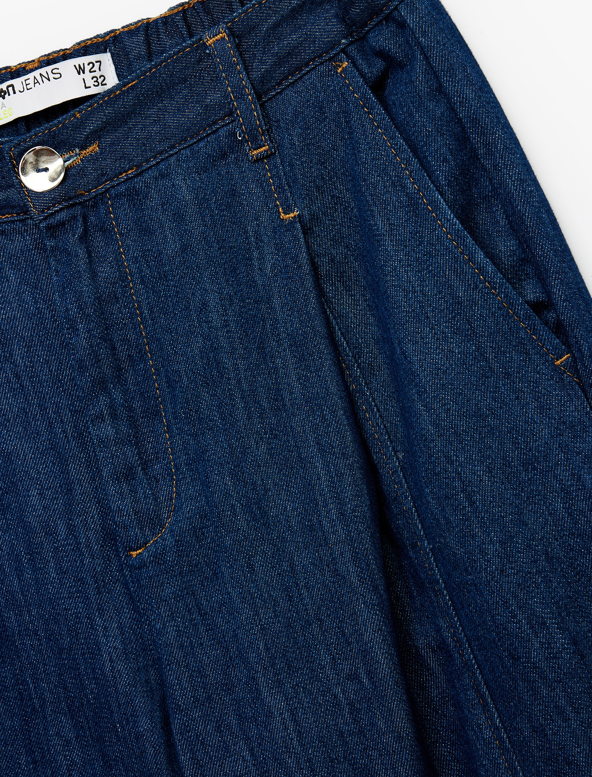   Pamuklu Yüksek Bel Geniş Paça Denim Pantolon - Bianca Wide Leg Jeans