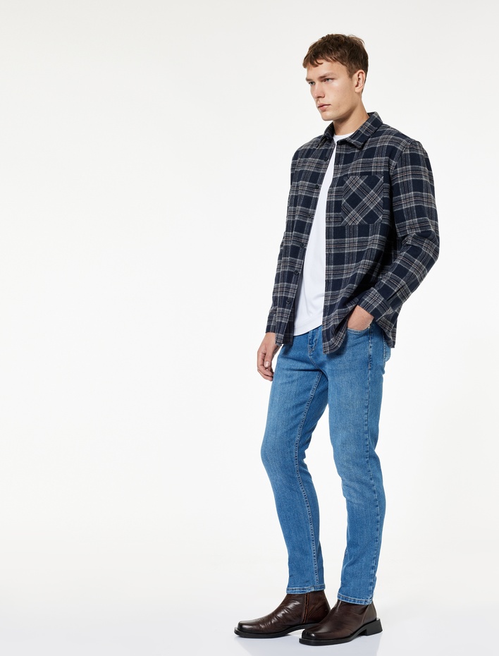  Pamuklu Normal Bel Slim Fit Jean Pantolon - Brad Jean