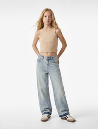 Geniş Paça Pamuklu Loose Fit Denim Pantolon