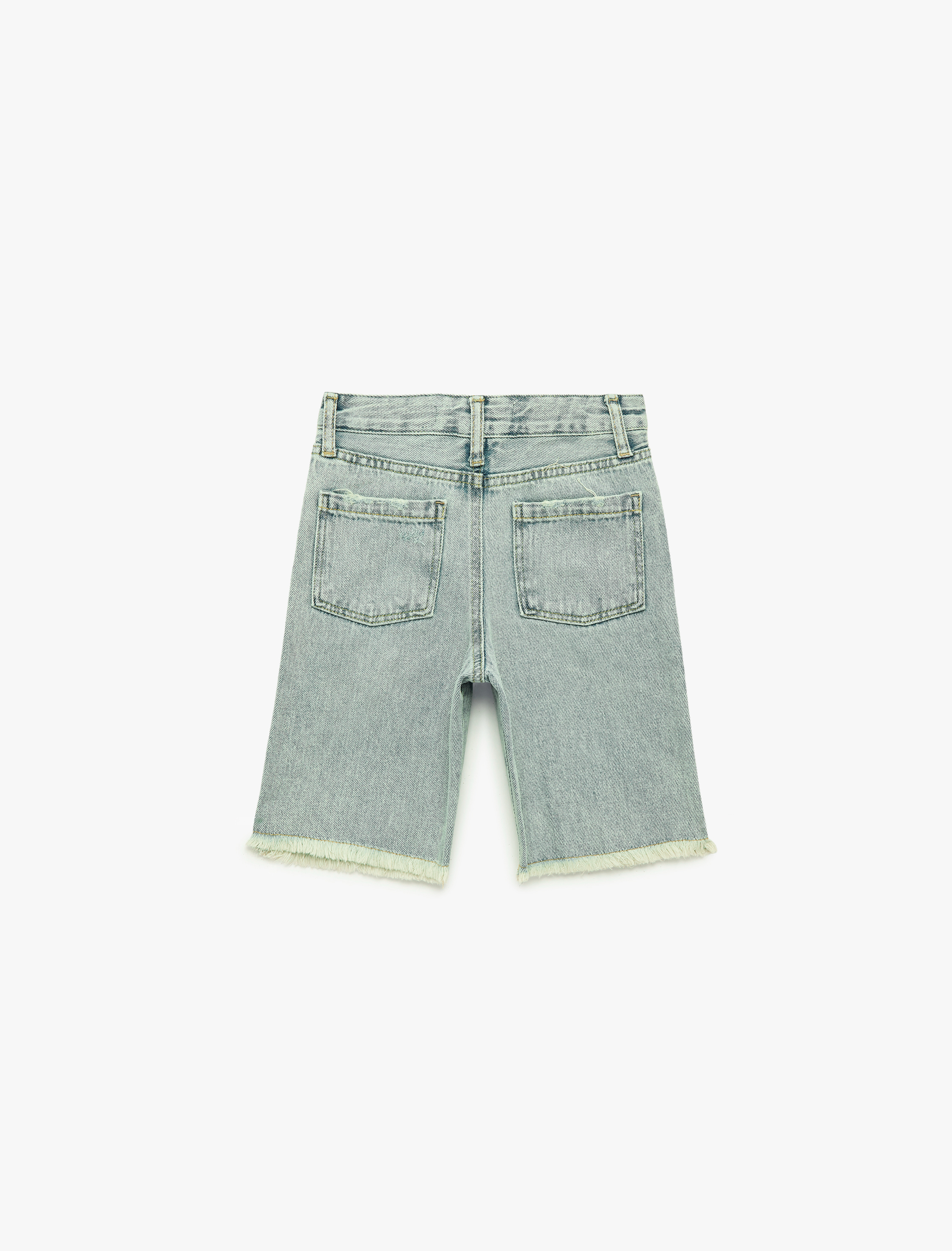  Erkek Çocuk Yıpratma Detaylı Pamuklu Cepli Denim Şort