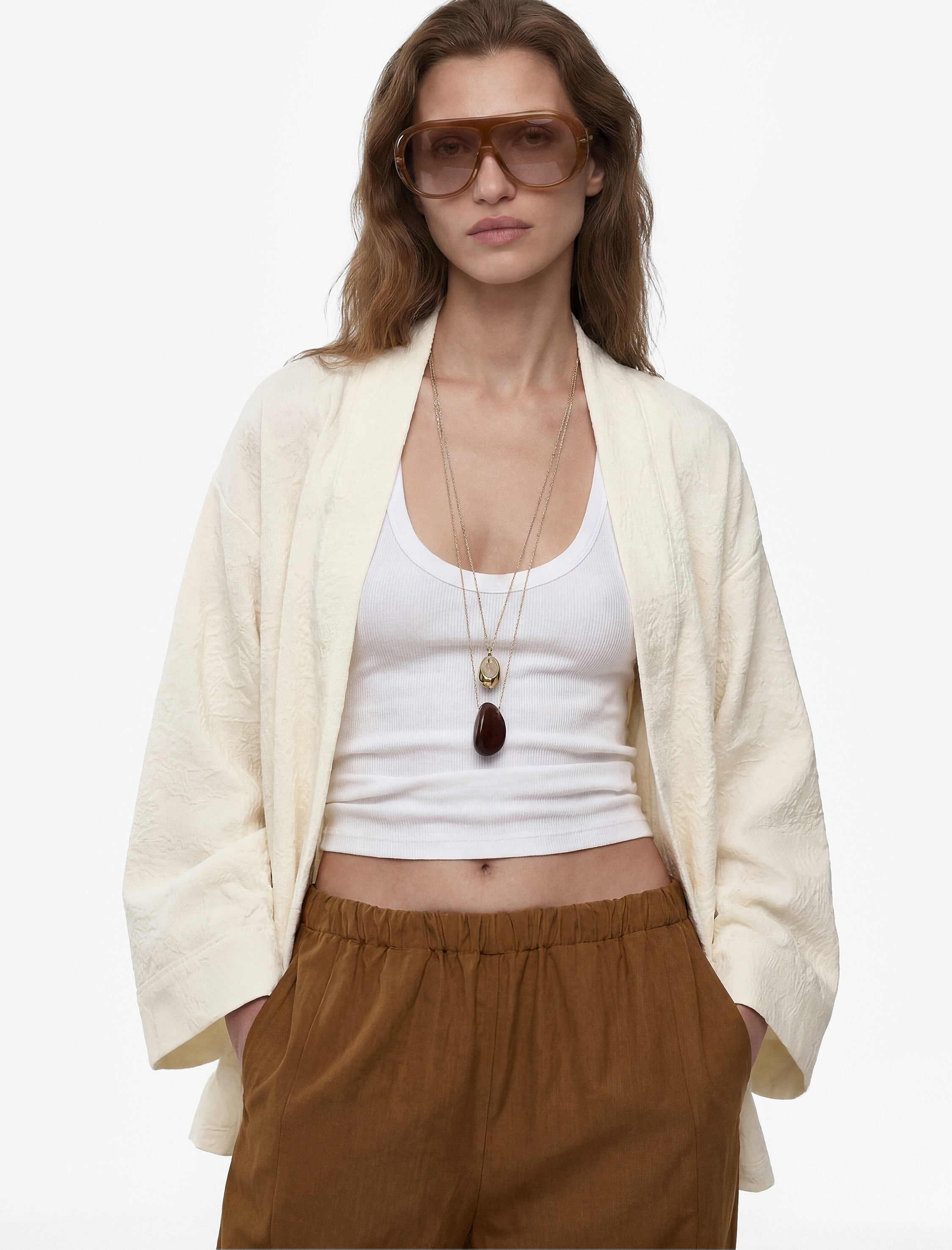   Pamuklu Uzun Kollu Floral Dokulu Oversize Kimono Ceket