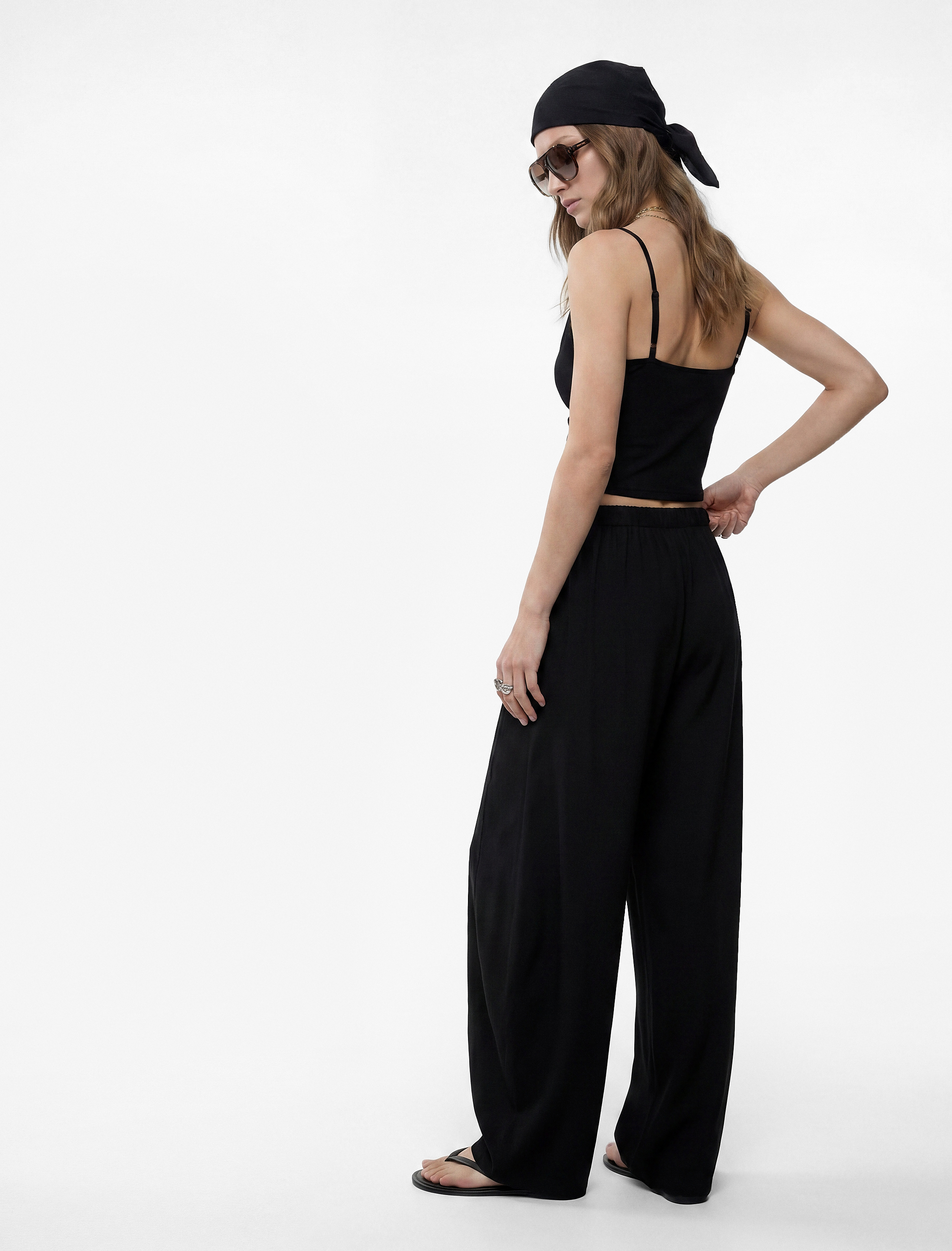   Beli Lastikli Loose Fit Cepli  Keten Balon Pantolon