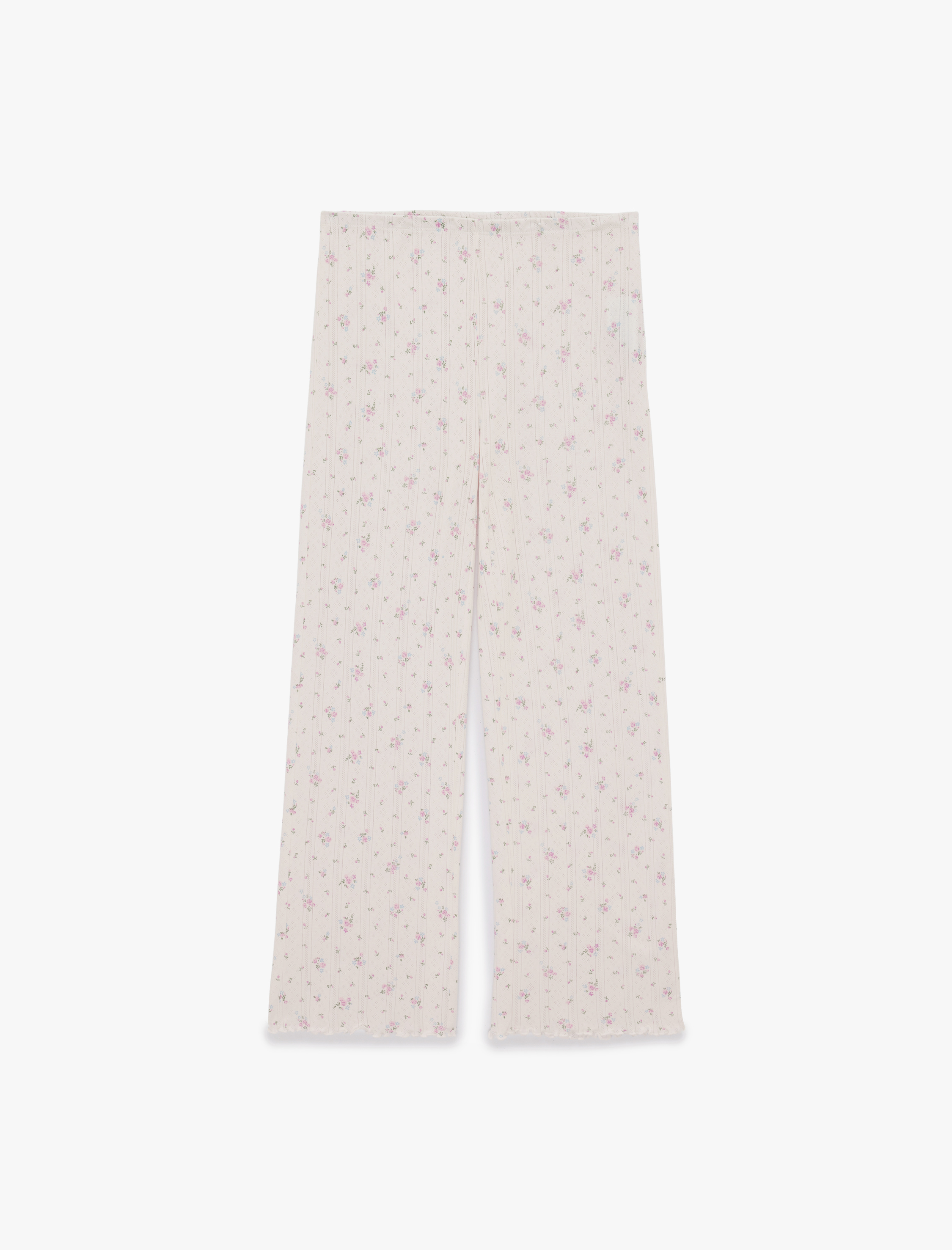   Pamuklu Slim Fit Çiçek Desenli Pijama Altı