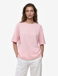 Pamuklu Kısa Kollu Bisiklet Yaka Oversize Basic Tişört
