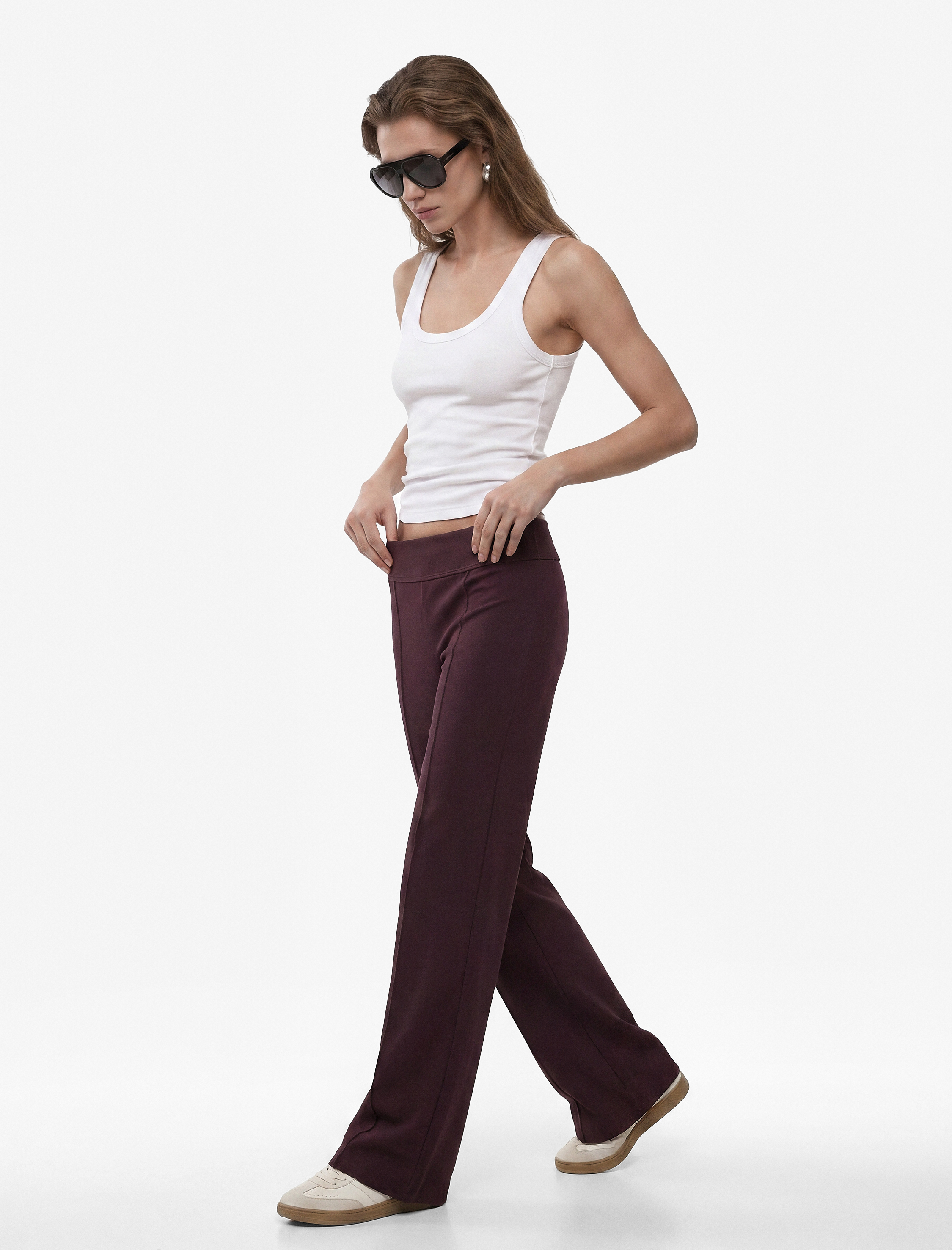   Viskon Modal Kumaş Slim Fit Nervürlü İspanyol Paça Pantolon