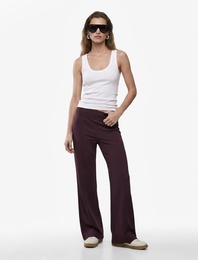 Viskon Modal Kumaş Slim Fit Nervürlü İspanyol Paça Pantolon