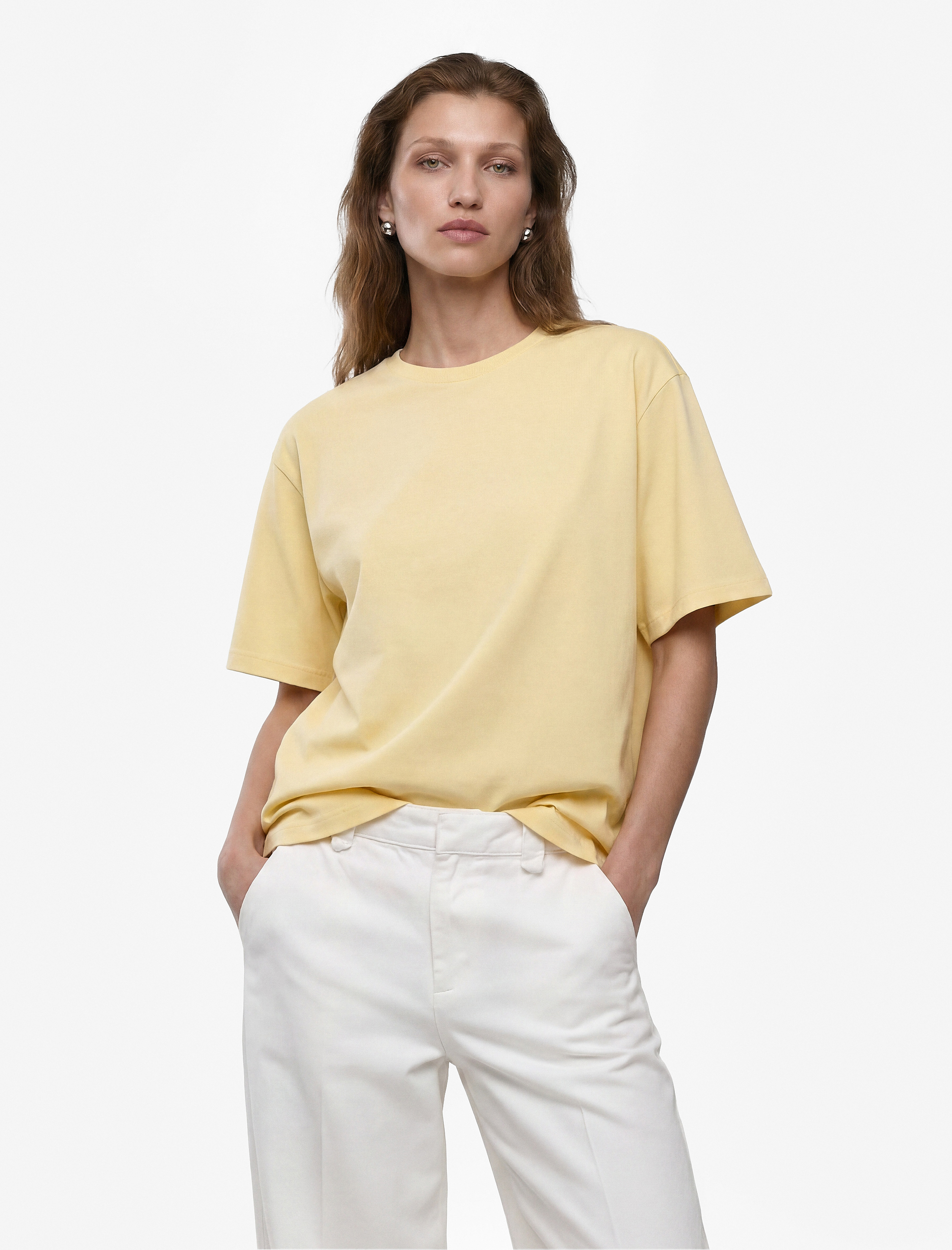   Pamuklu Kısa Kollu Bisiklet Yaka Oversize Basic Tişört
