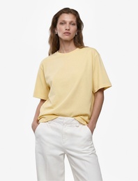 Pamuklu Kısa Kollu Bisiklet Yaka Oversize Basic Tişört