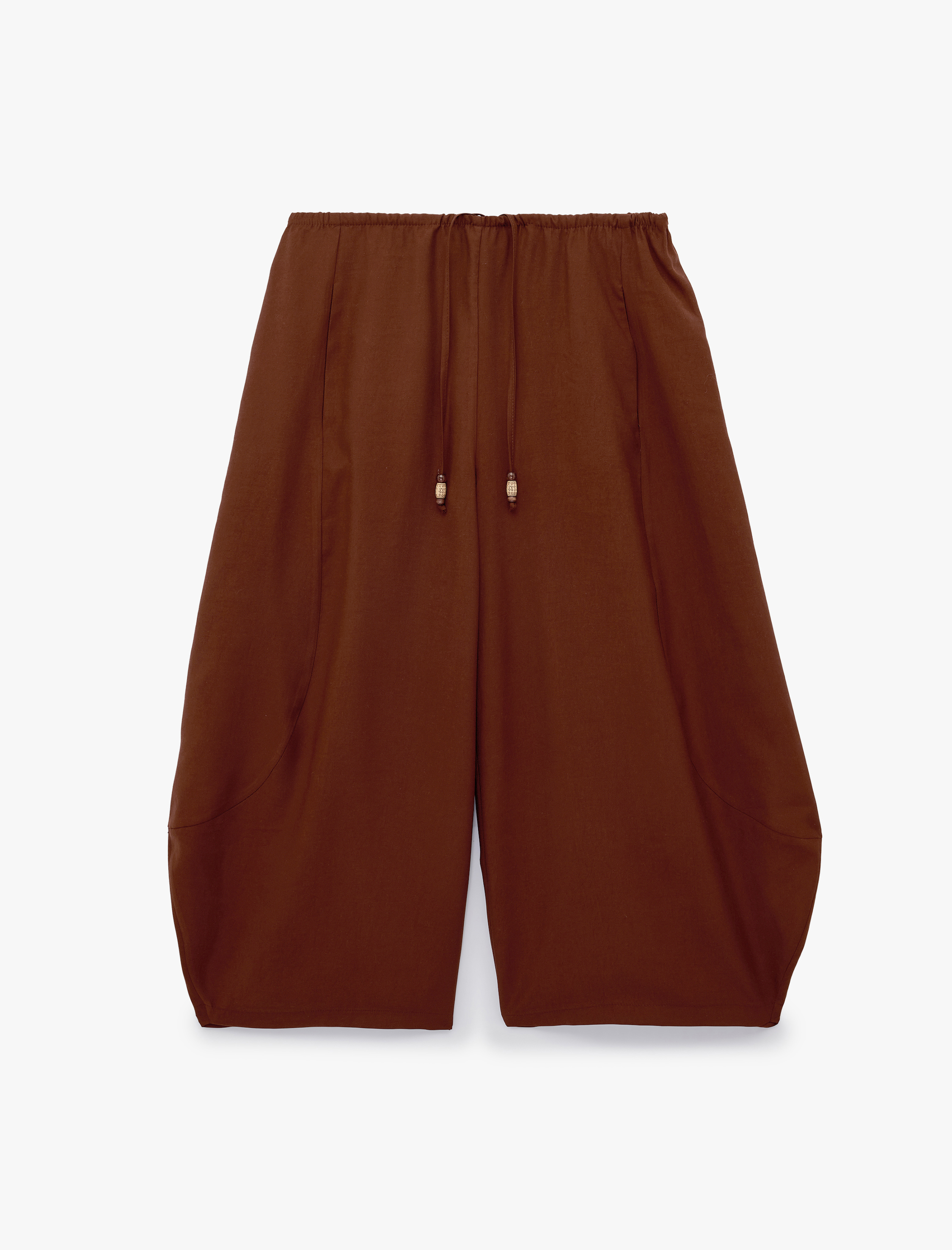   Modal Kumaş Beli Bağcıklı Balon Fit Cepli Şalvar Pantolon