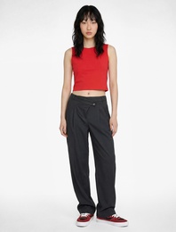 Kolsuz Bisiklet Yaka Slim Fit Crop Bluz