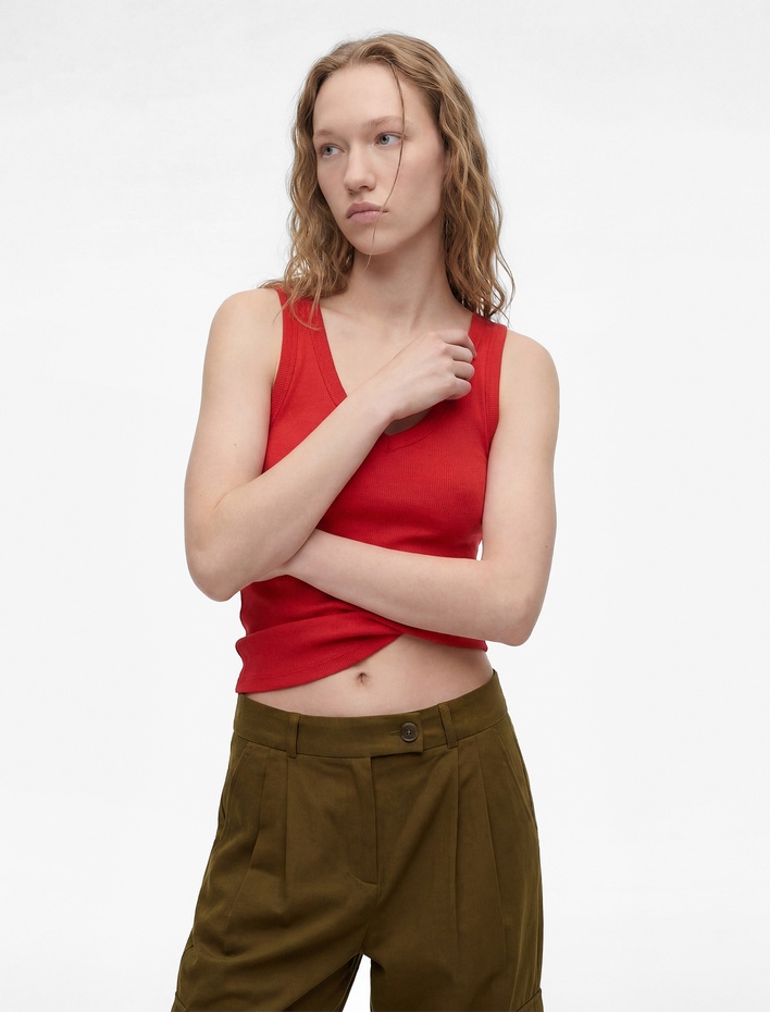  Kaşkorse Modal Karışımlı V Yaka Kolsuz Slim Fit Atlet