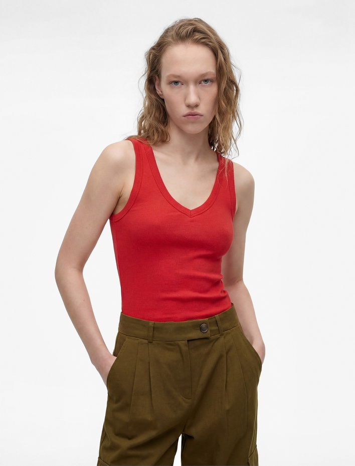  Kaşkorse Modal Karışımlı V Yaka Kolsuz Slim Fit Atlet