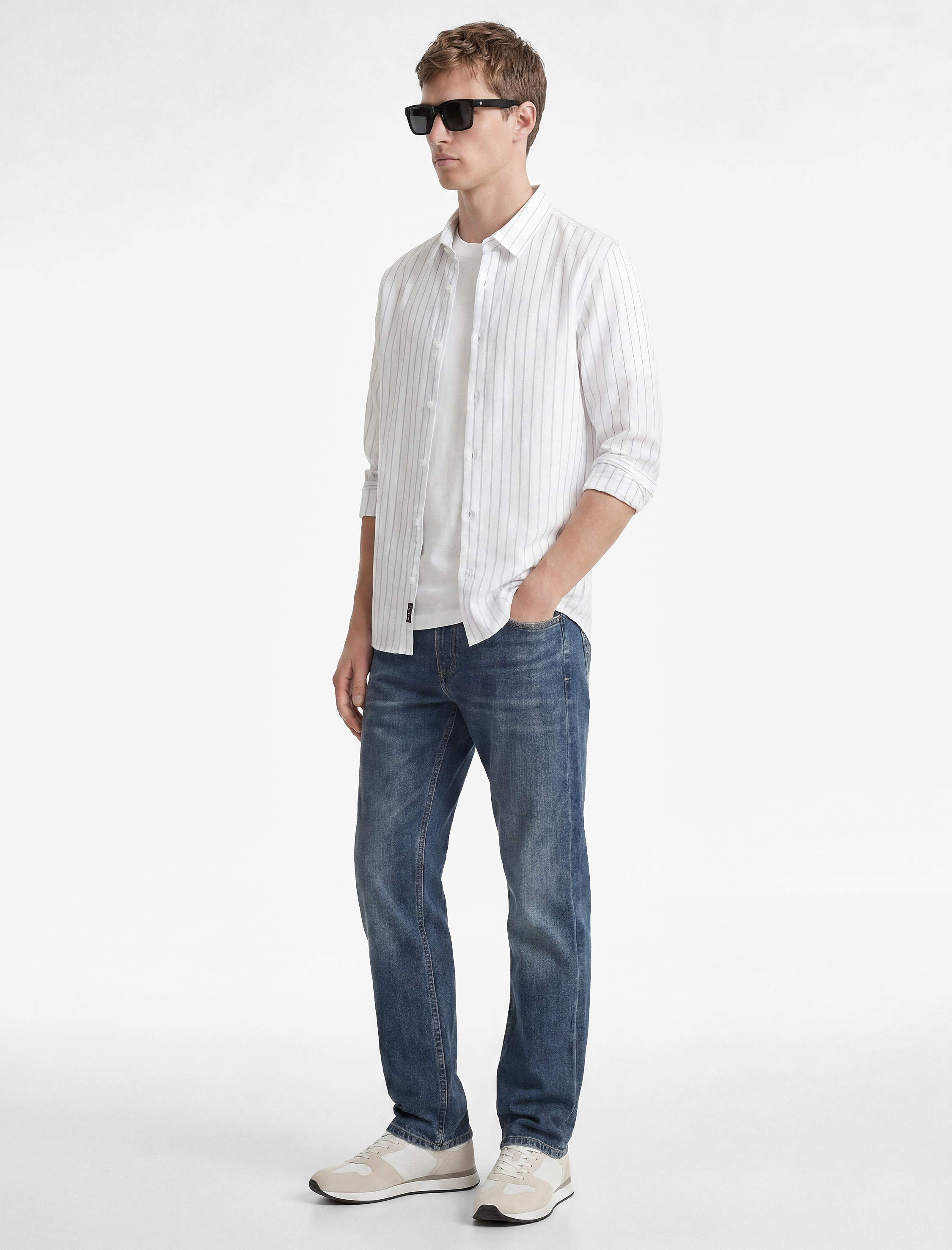   Normal Bel Cepli Pamuklu Vintage Straight Fit Jean Pantolon