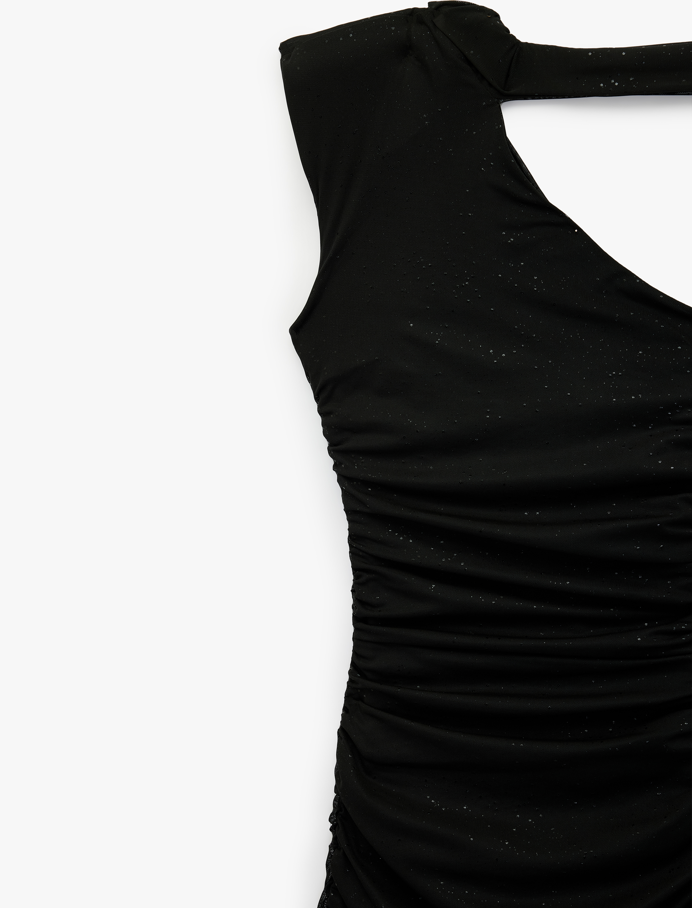   Tek Omuz Tül Detaylı Slim Fit Bodycon Mini Abiye Elbise