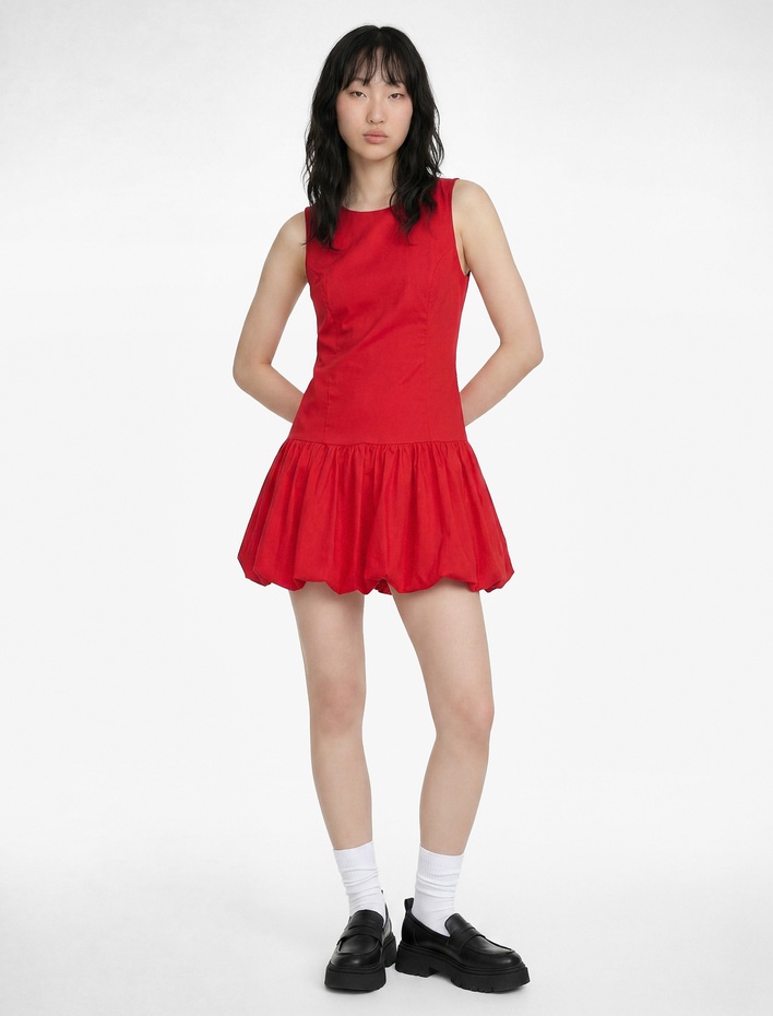  Slim Fit Bisiklet Yaka Kolsuz Bodycon Mini Elbise