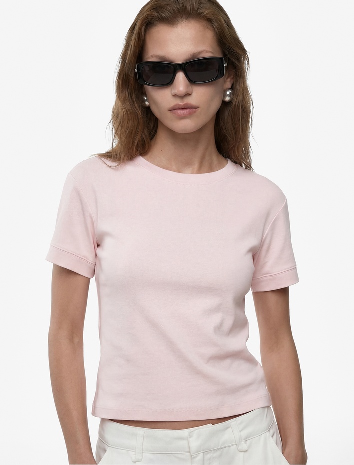  Slim Fit Kısa Kollu Bisiklet Yaka Basic Tişört