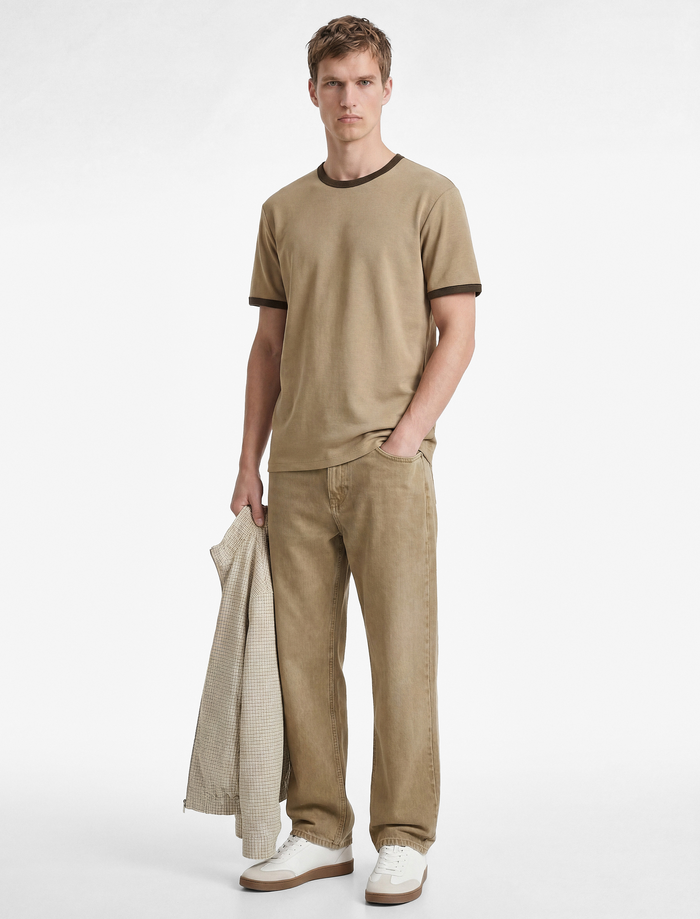   Pamuklu Kısa Kollu Biyeli Bisiklet Yaka Slim Fit Tişört