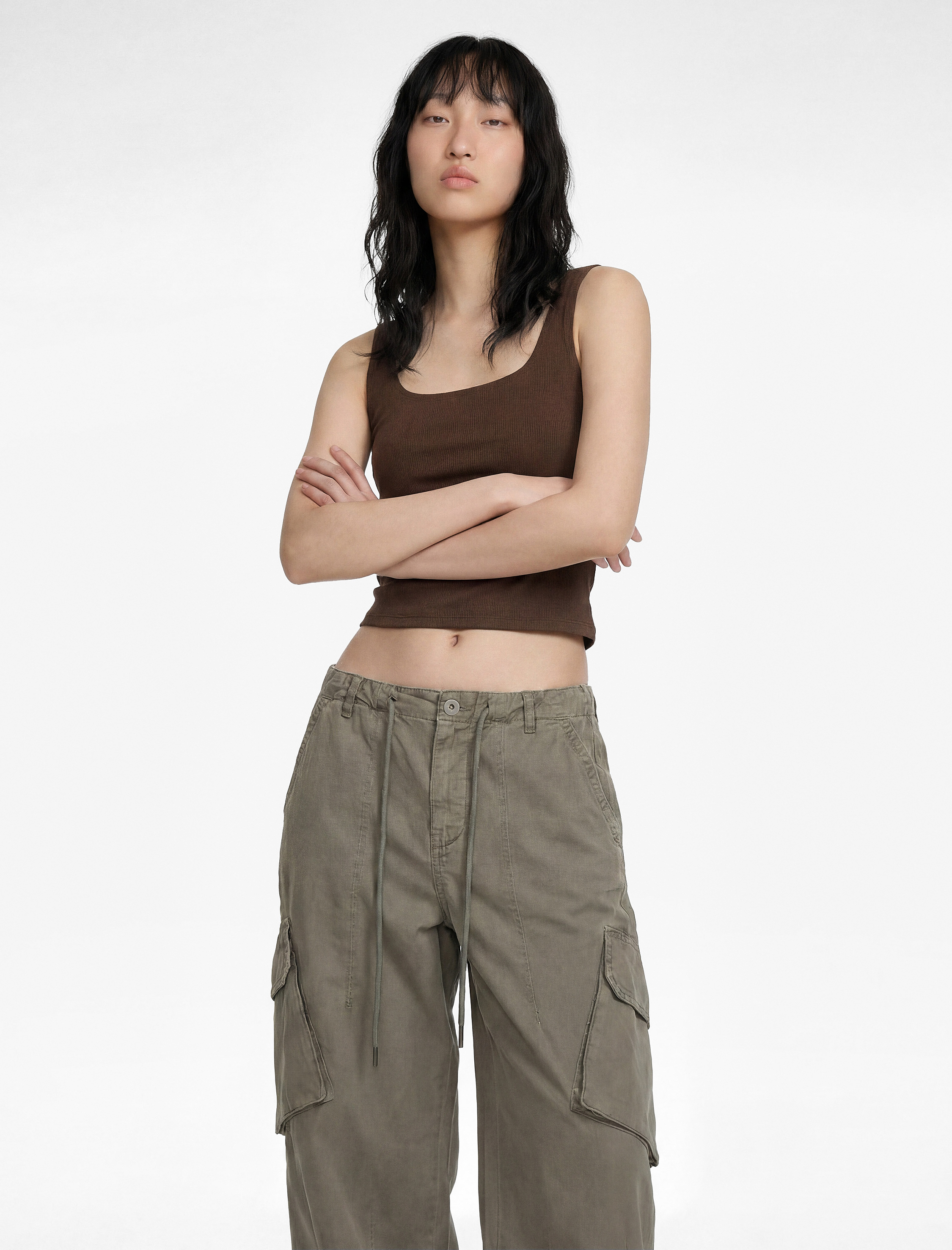   Pamuklu Slim Fit U Yaka Kolsuz Bluz