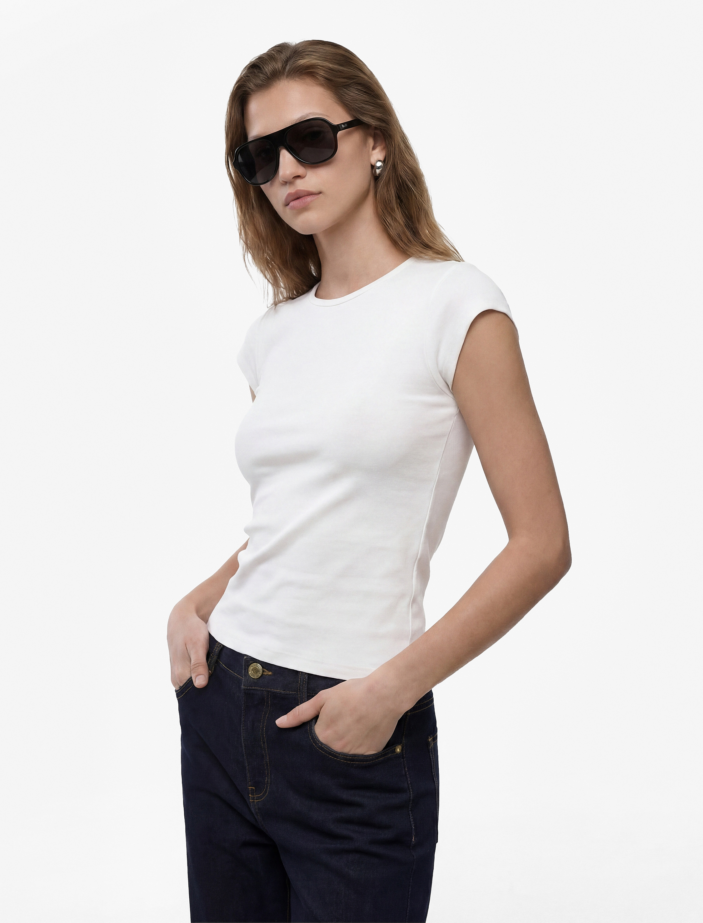   Dikiş Detaylı Slim Fit Fitilli Kap Kol Bluz