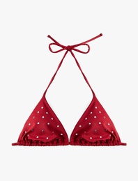 Boyundan Bağlamalı Zımbalı Üçgen Bikini Üstü