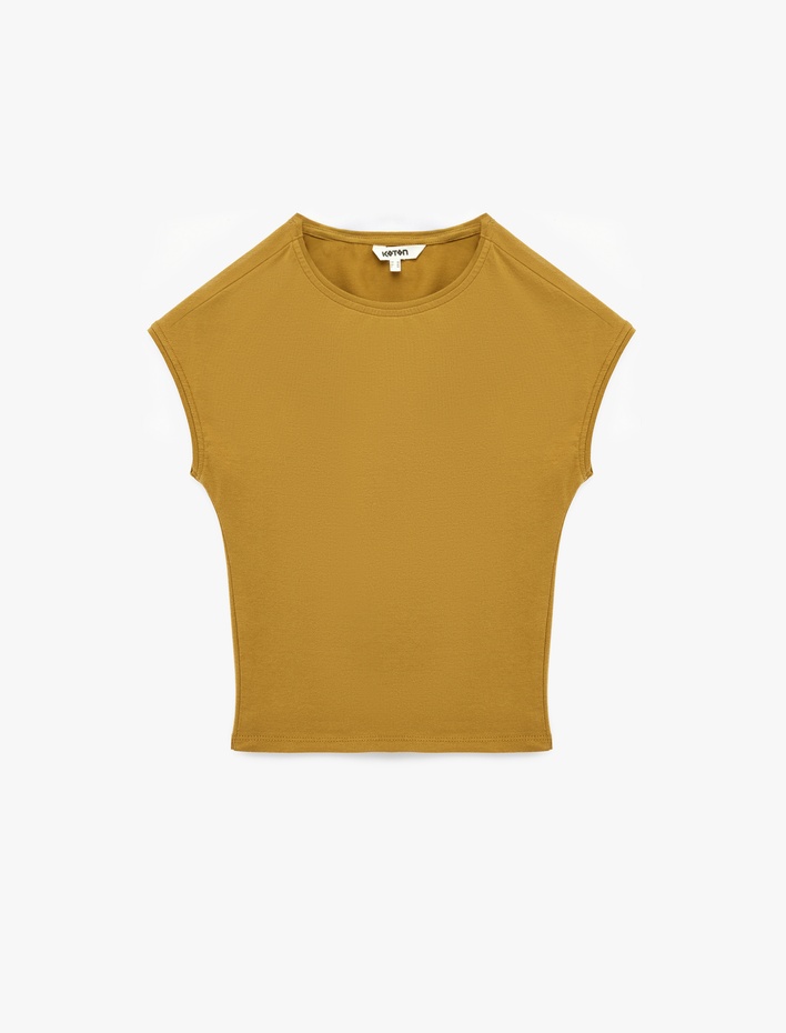  Slim Fit Pamuklu Bisiklet Yaka Sıfır Kol Tişört