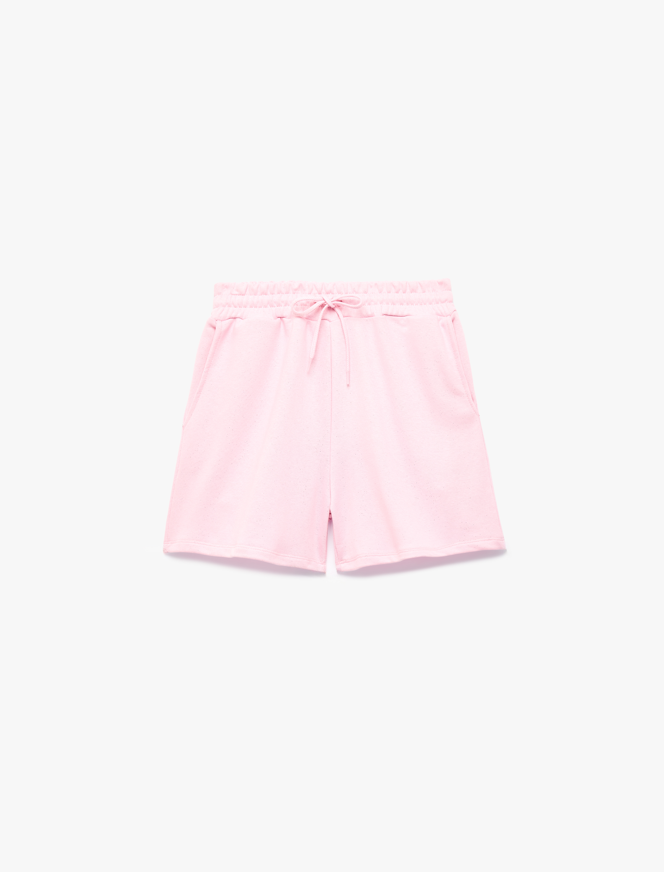   Slim Fit Beli Bağcıklı Cepli Simli Mini Şort